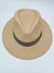 Chapeau Panama coloris sable et bandeau tricolore bleu-blanc–marron