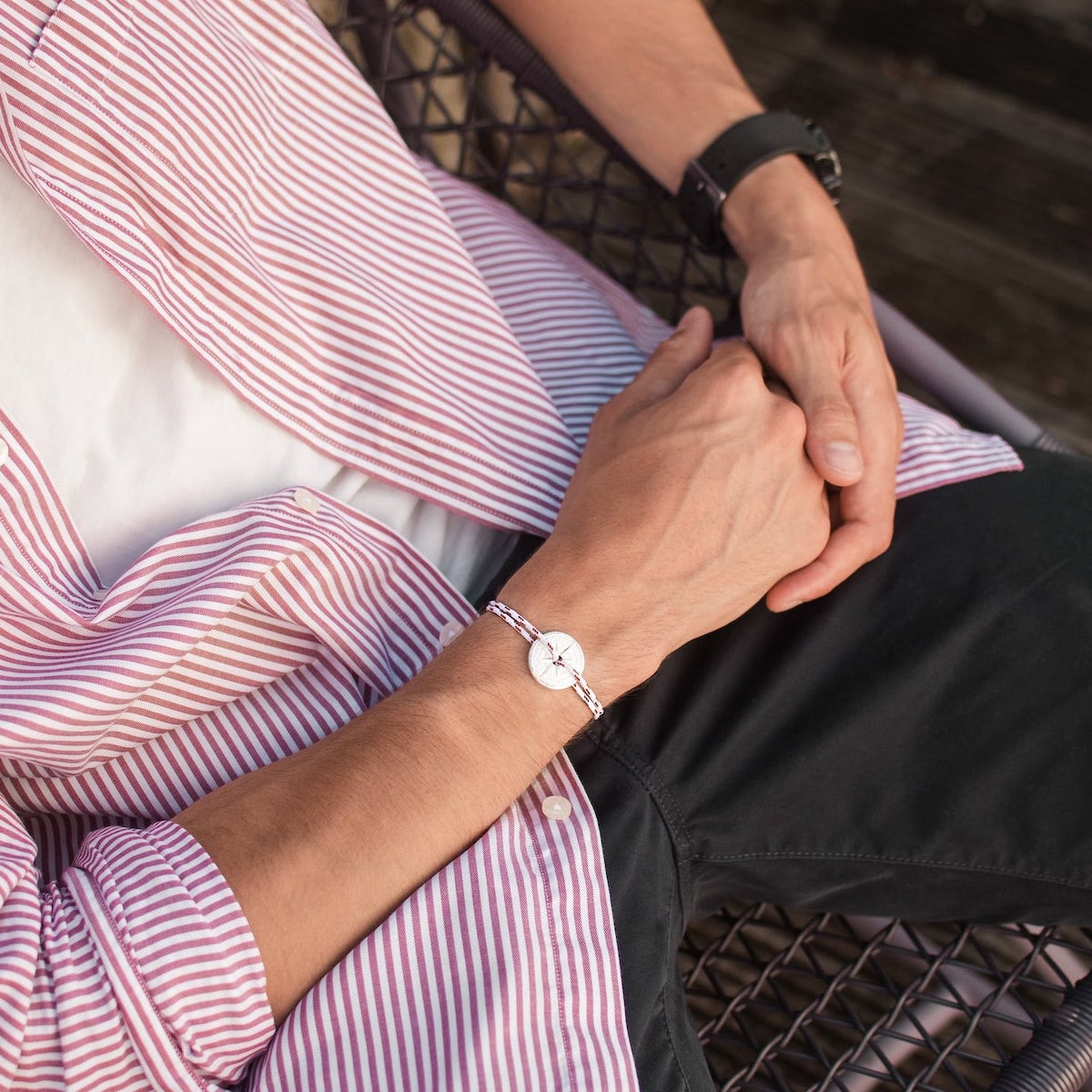 BRACELET LE VENT À LA FRANÇAISE &quot;SILVER 925°&quot; WHITE AND RED