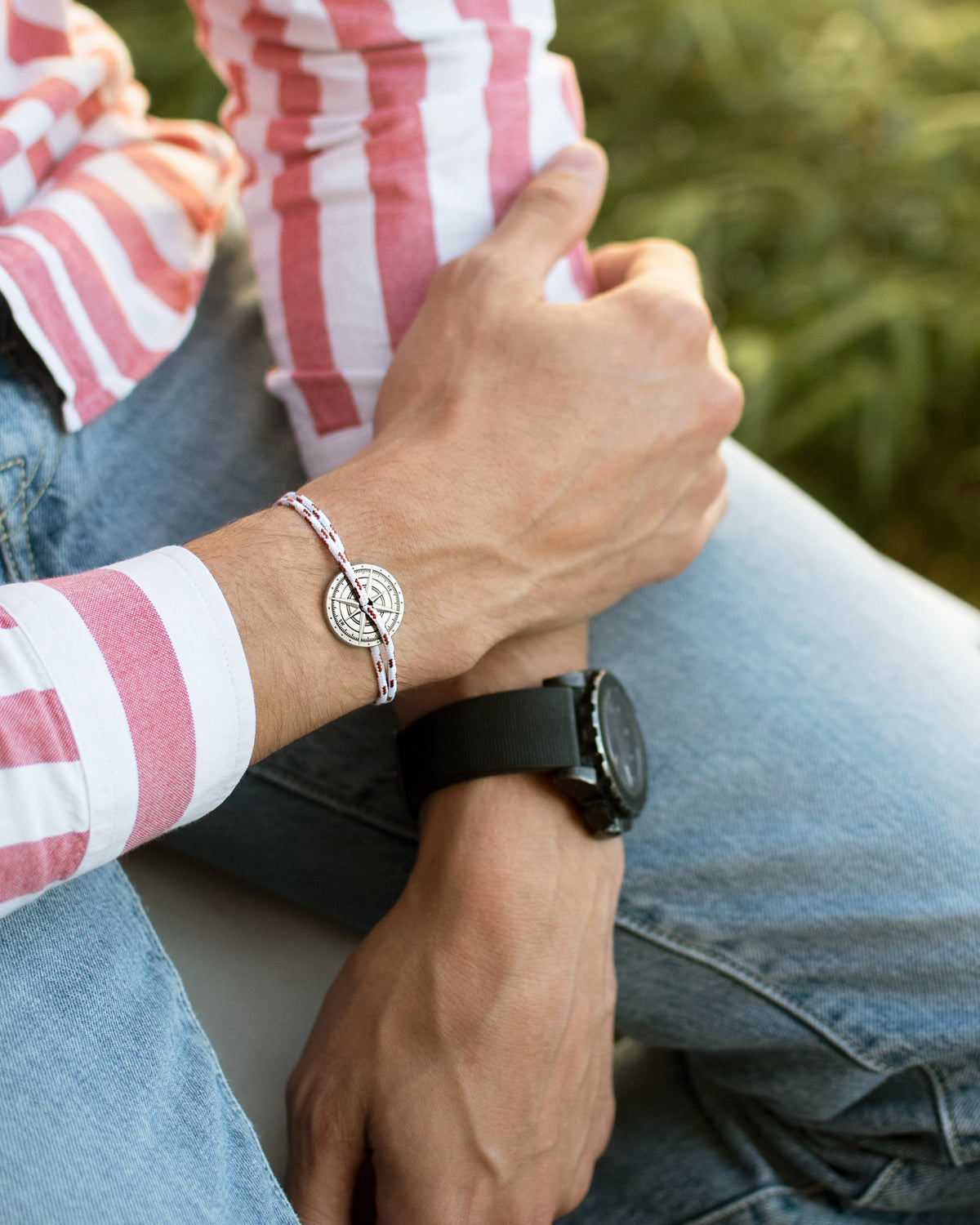BRACELET LE VENT À LA FRANÇAISE &quot;SILVER 925°&quot; WHITE AND RED