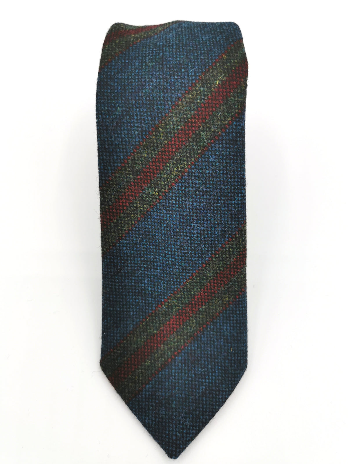 Ferala Turquoise Blue Striped Wool Tie