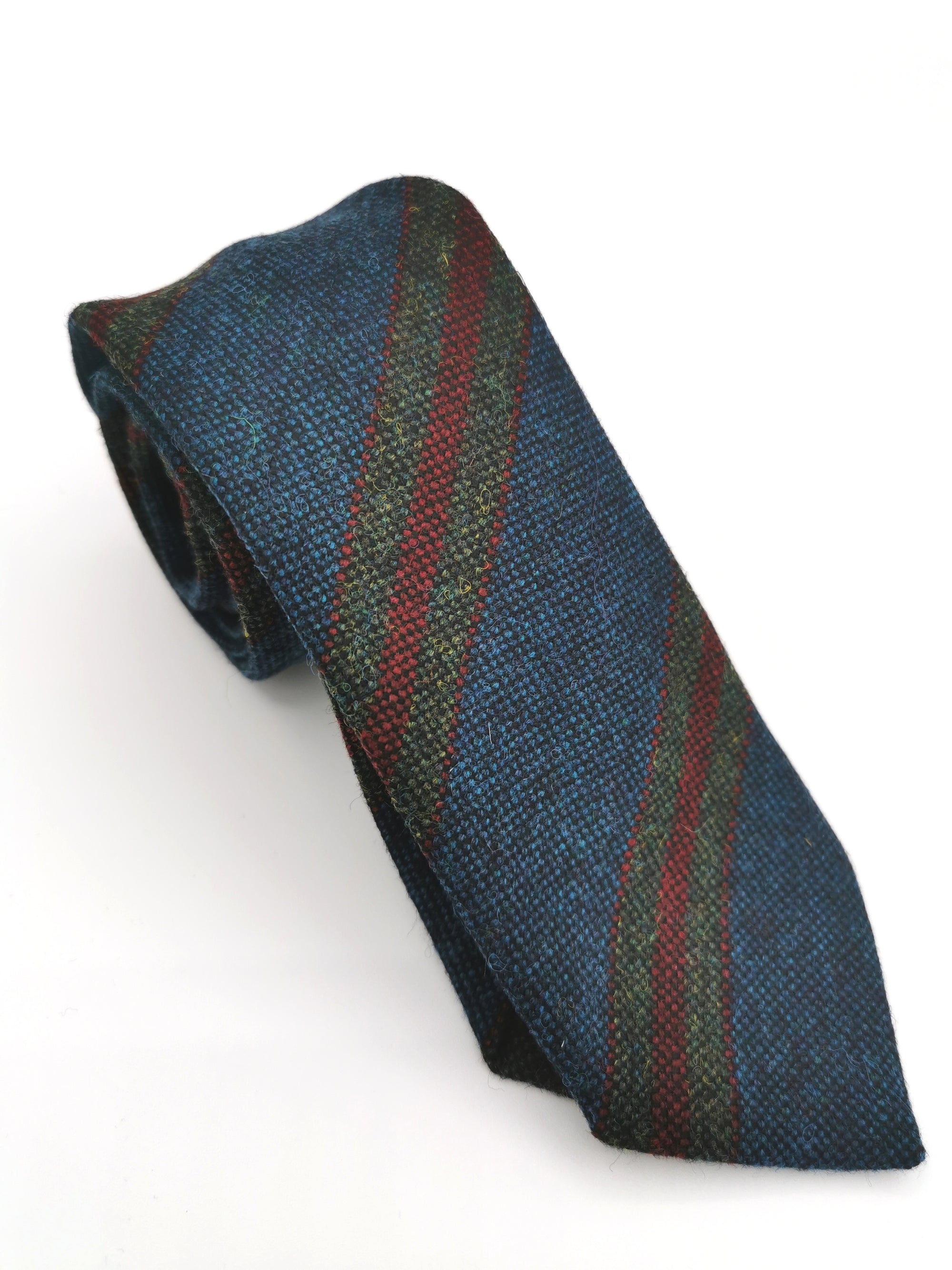 Ferala Turquoise Blue Striped Wool Tie