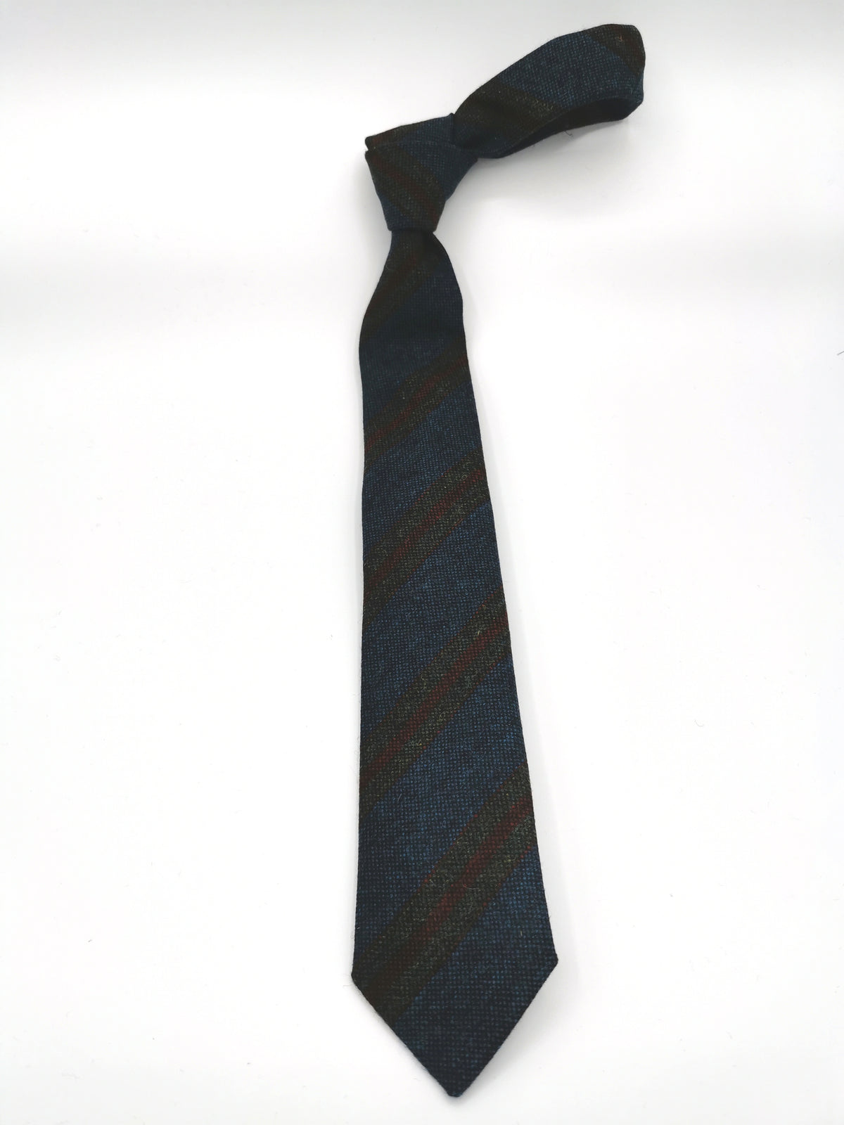 Ferala Turquoise Blue Striped Wool Tie