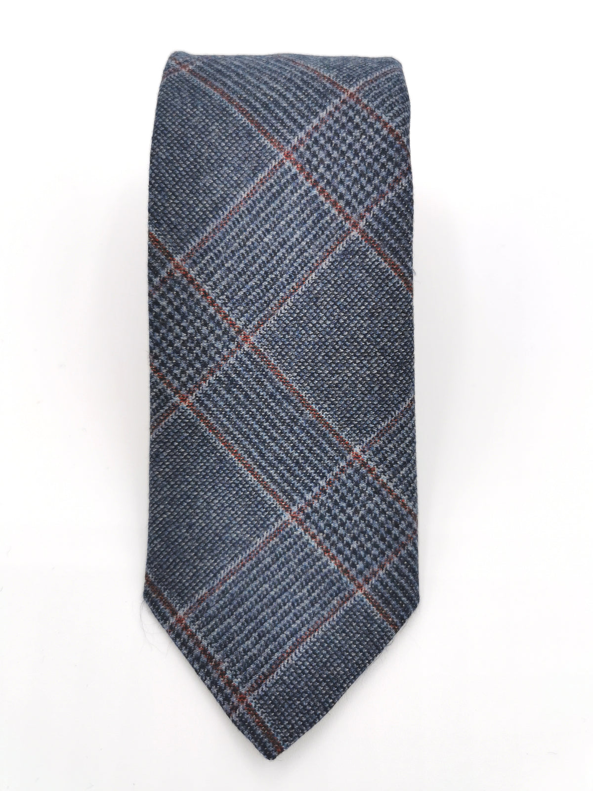 Ferala Steel Blue Checked Wool Tie