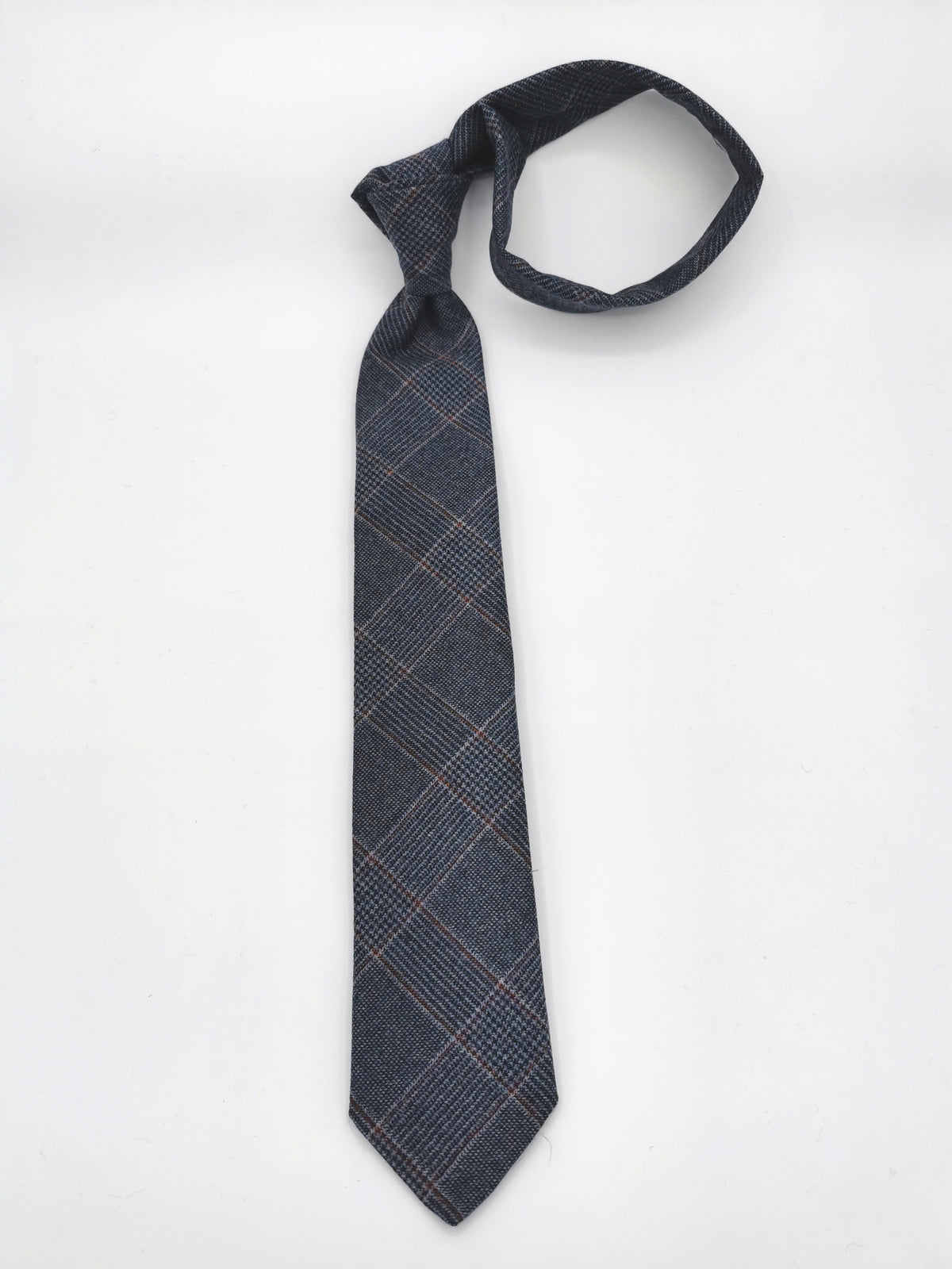 Ferala Steel Blue Checked Wool Tie