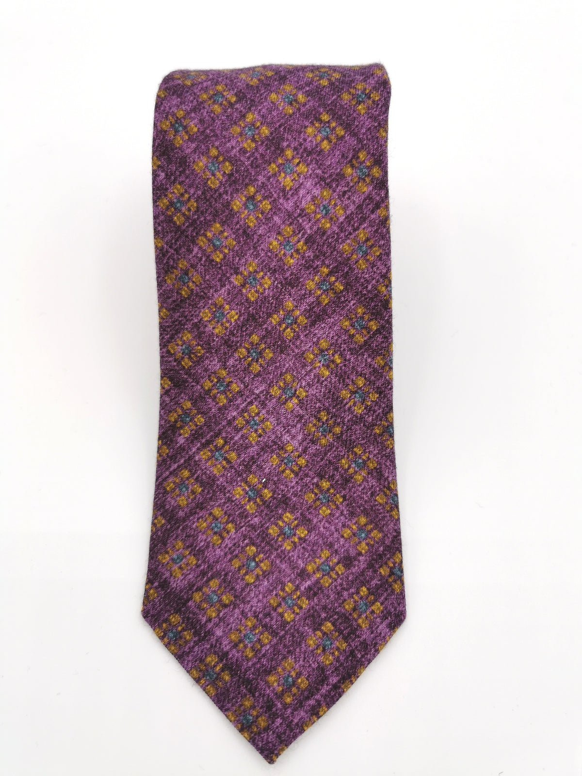 Ferala tie in cotton/wool with ocher flowers