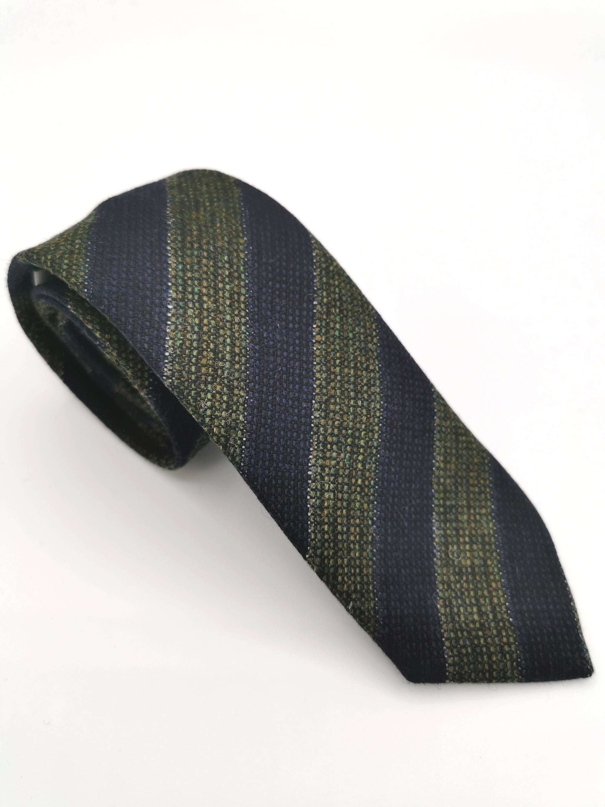 Cravate Ferala en laine à rayures bleues et vertes