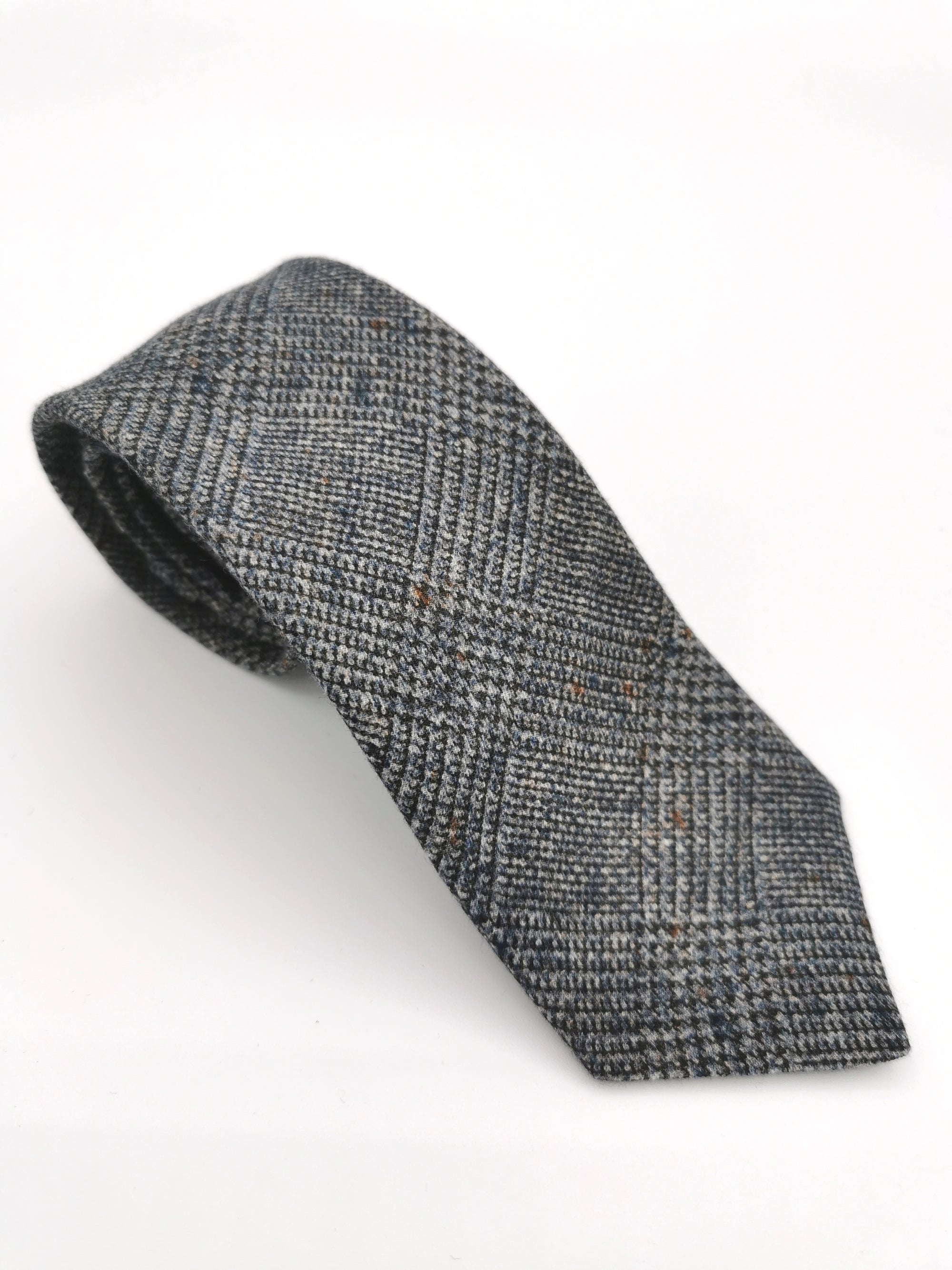 Ferala tie in gray wool/cotton with checks