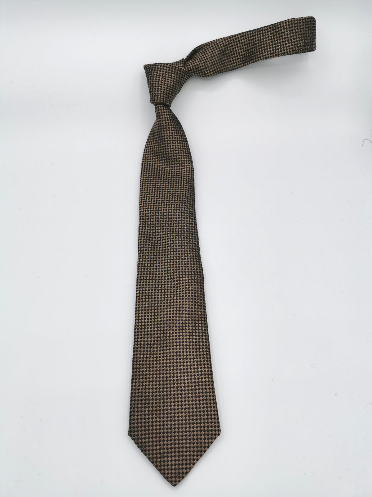 Ferala brown silk checkerboard tie