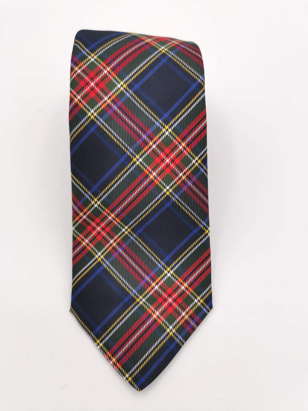 Ferala silk tie with red, green and yellow grid