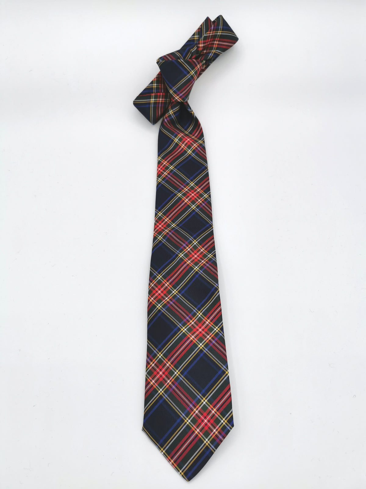 Ferala silk tie with red, green and yellow grid