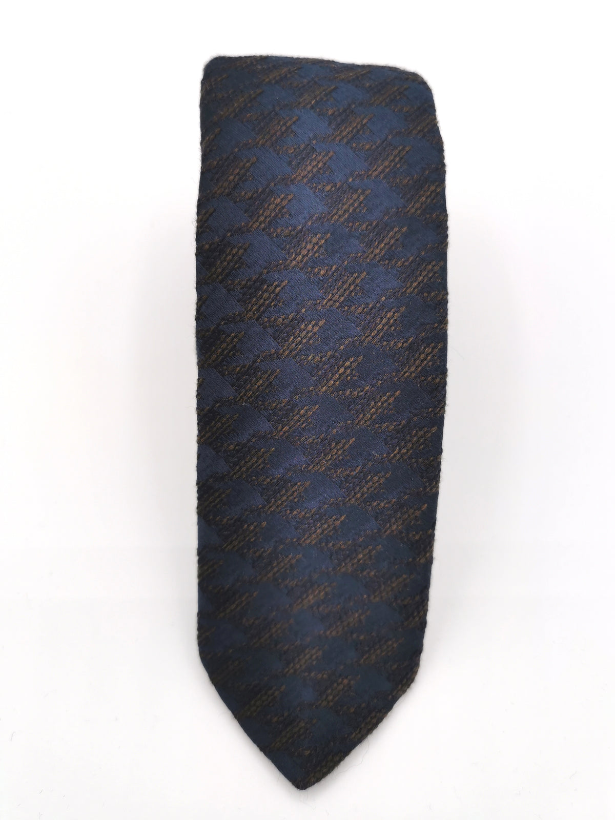Atelier Boivin tie in navy blue and brown wool/silk