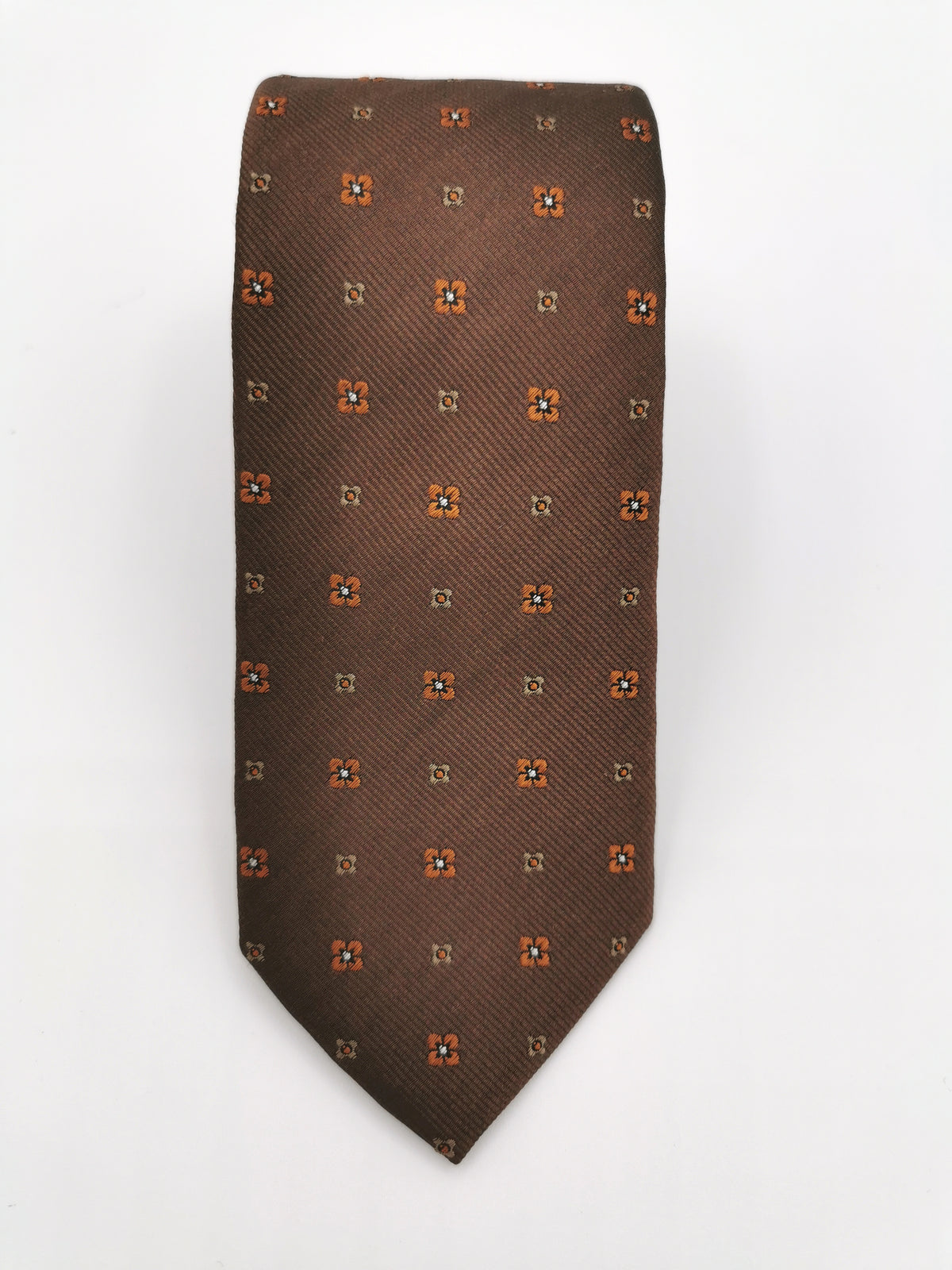 Silk tie with orange flowers