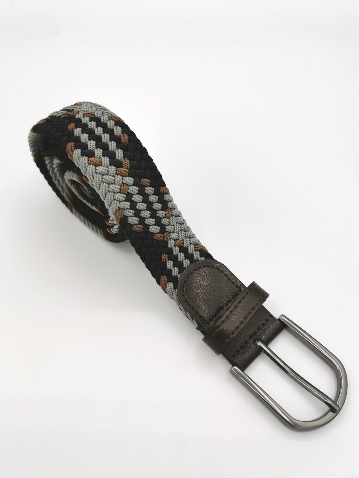 TRICOLOR CHECK BRAIDED BELT