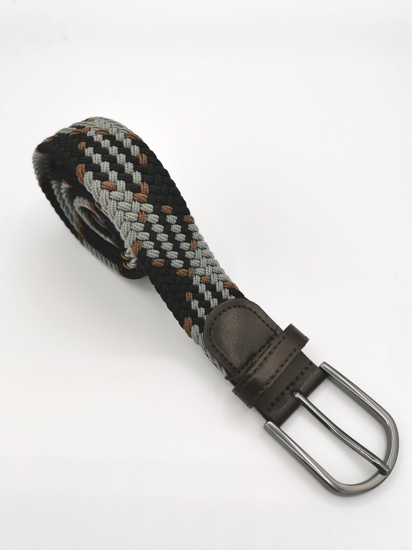 TRICOLOR CHECK BRAIDED BELT