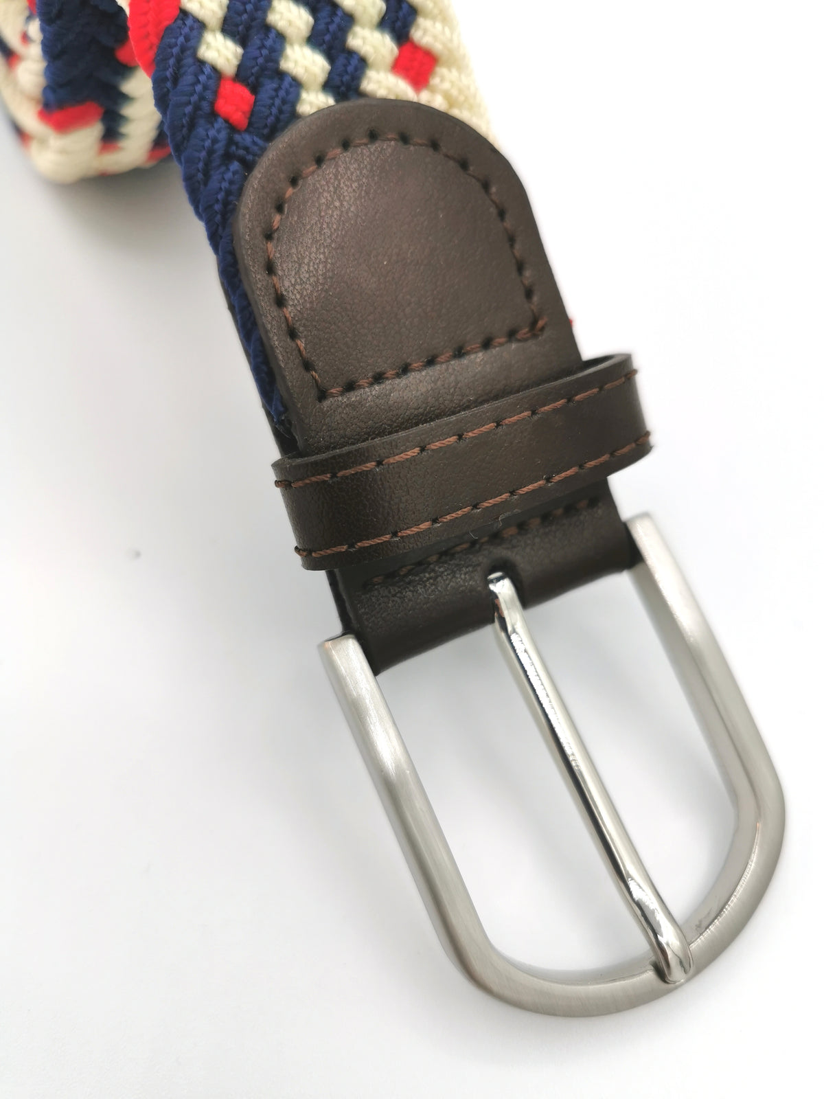 TRICOLOR CHECK BRAIDED BELT