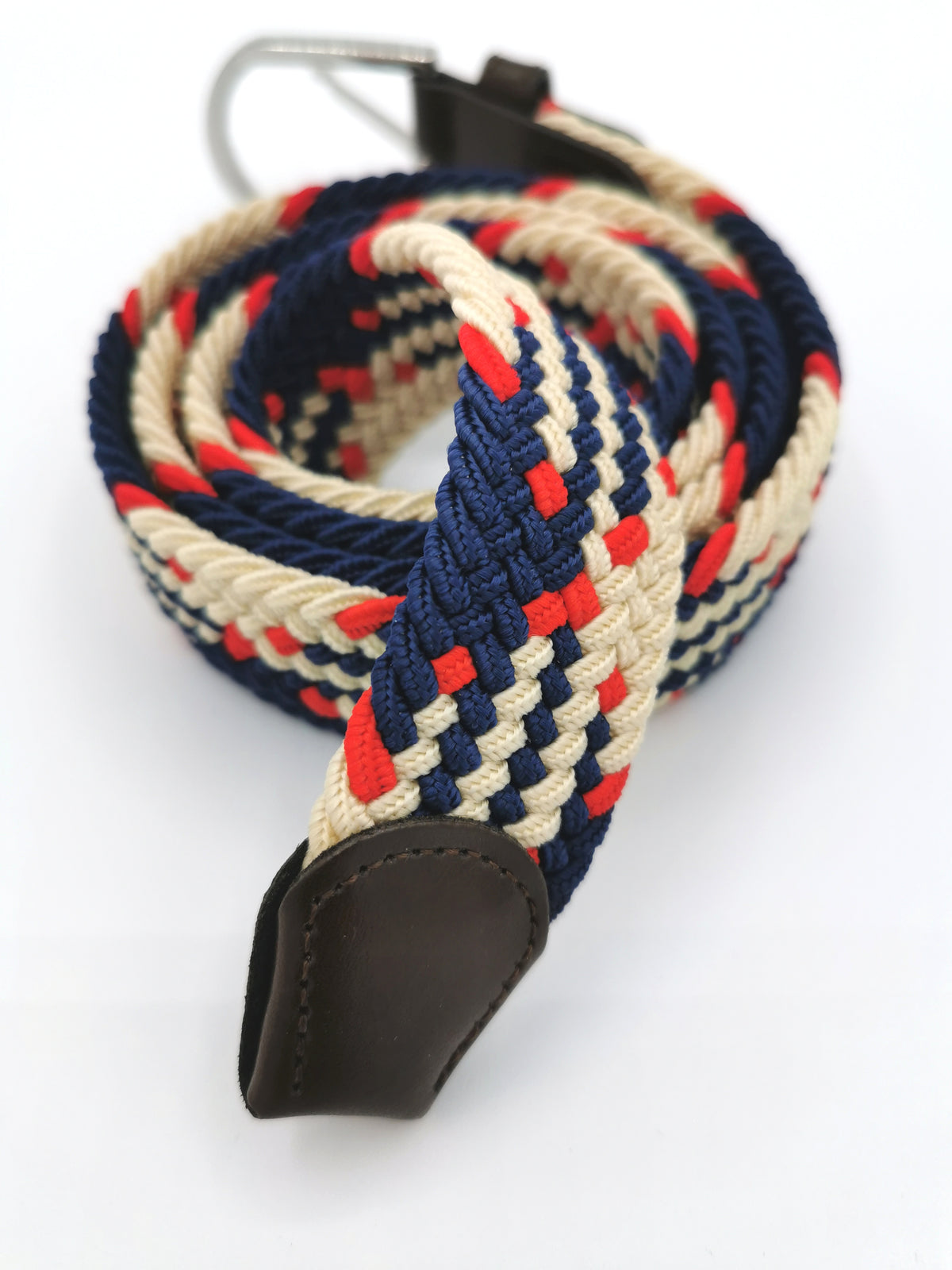 TRICOLOR CHECK BRAIDED BELT
