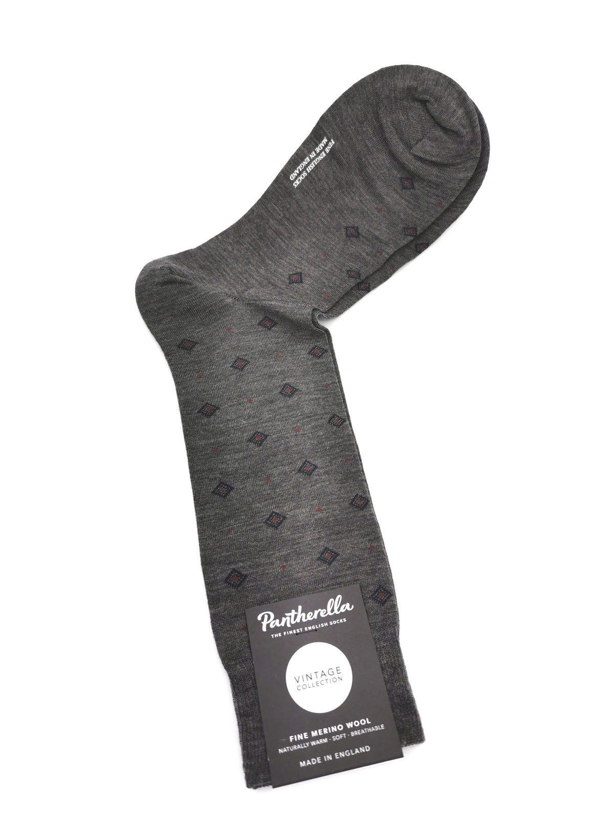 Pantherella Fine Merino Wool diamond pattern socks