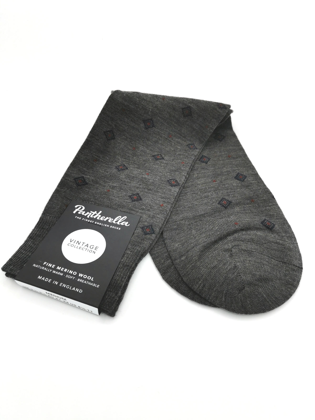 Pantherella Fine Merino Wool diamond pattern socks