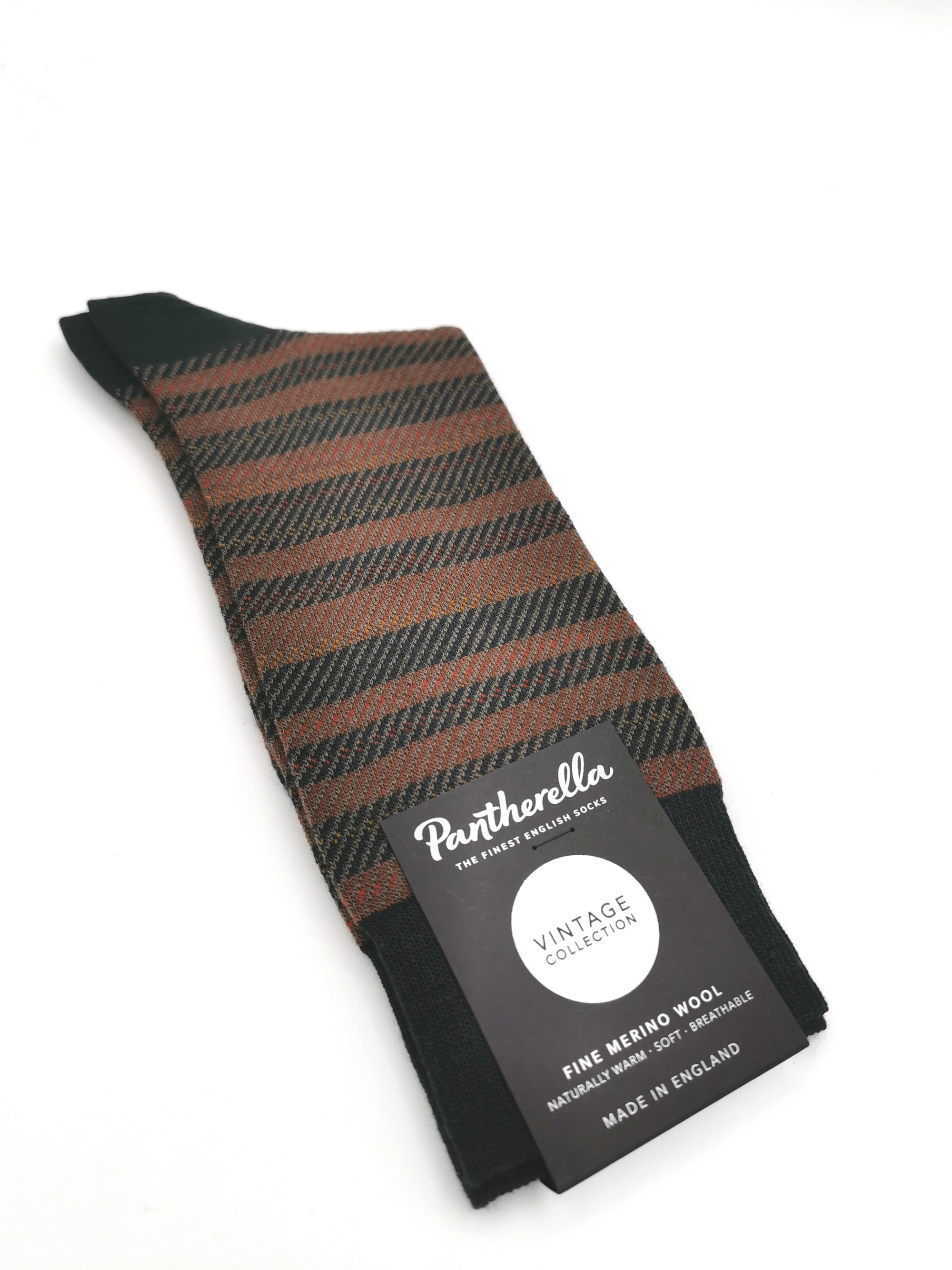 Pantherella Fine Merino Wool socks with horizontal stripes pattern