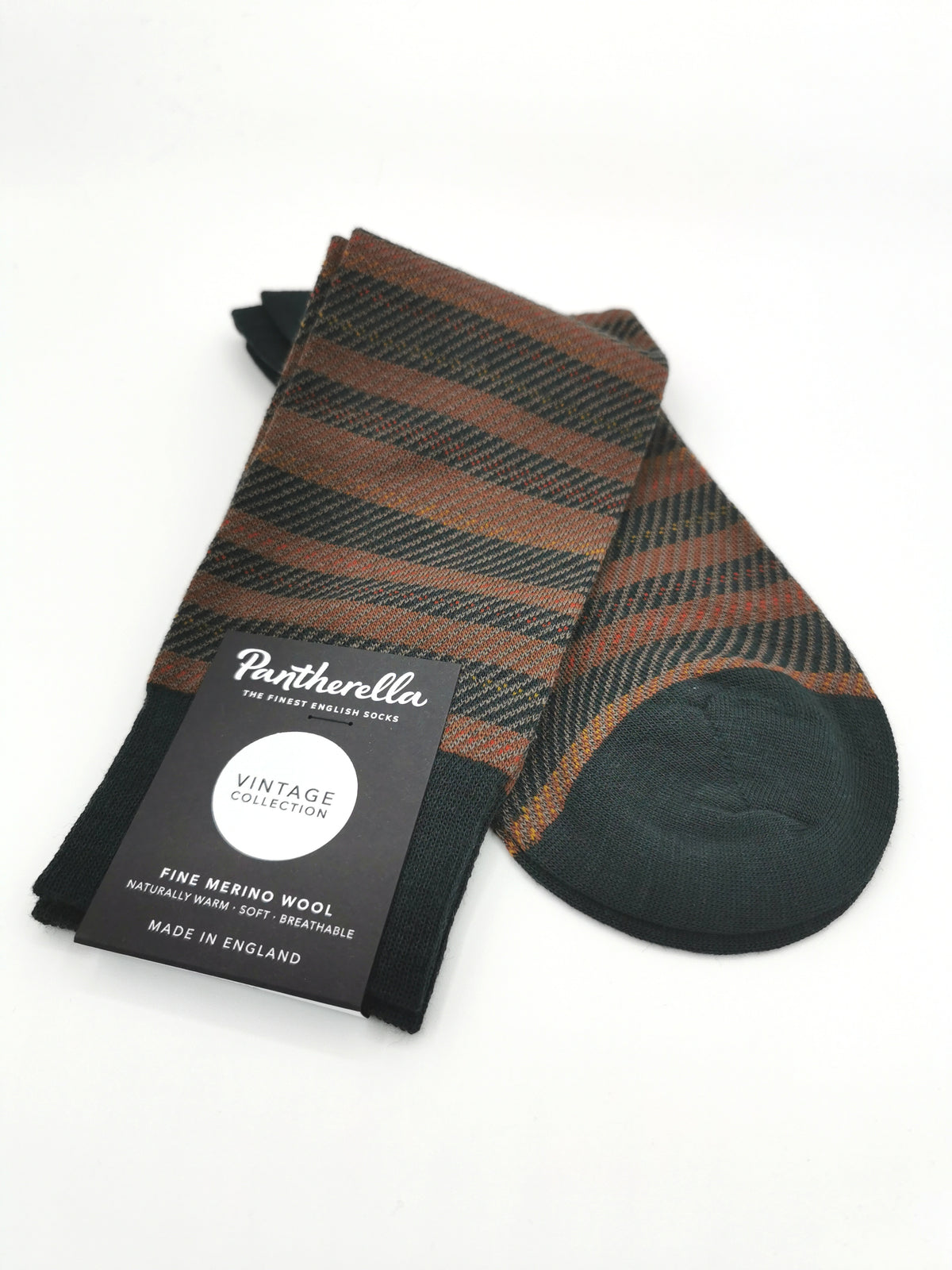 Pantherella Fine Merino Wool socks with horizontal stripes pattern