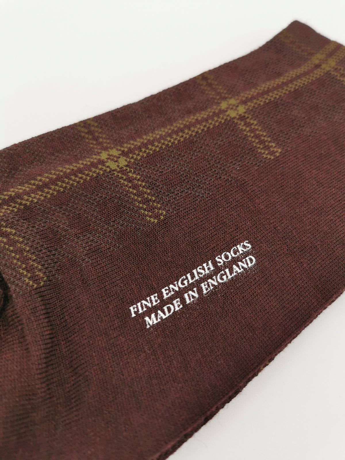 Brown Pantherella Fine Merino Wool socks with large checks