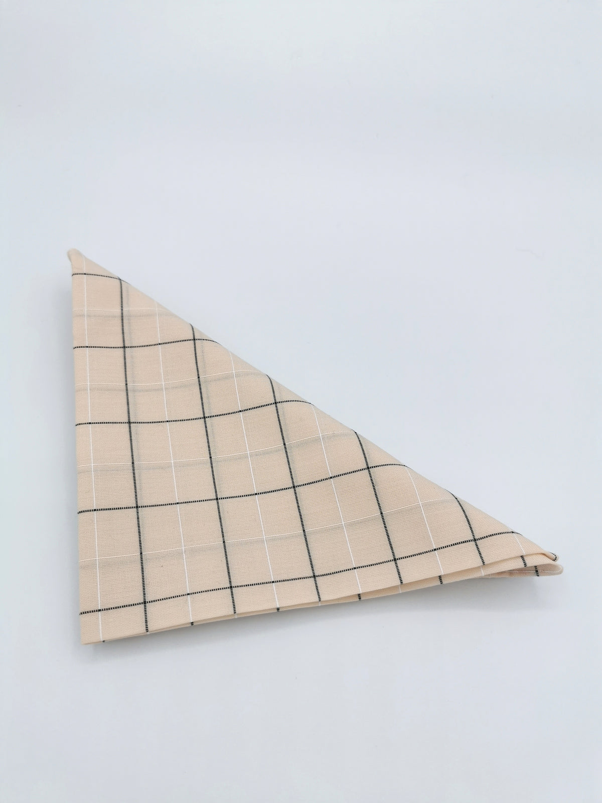 SIMONNOT-GODARD IVORY POCKET SQUARE WITH BLACK CHECKS