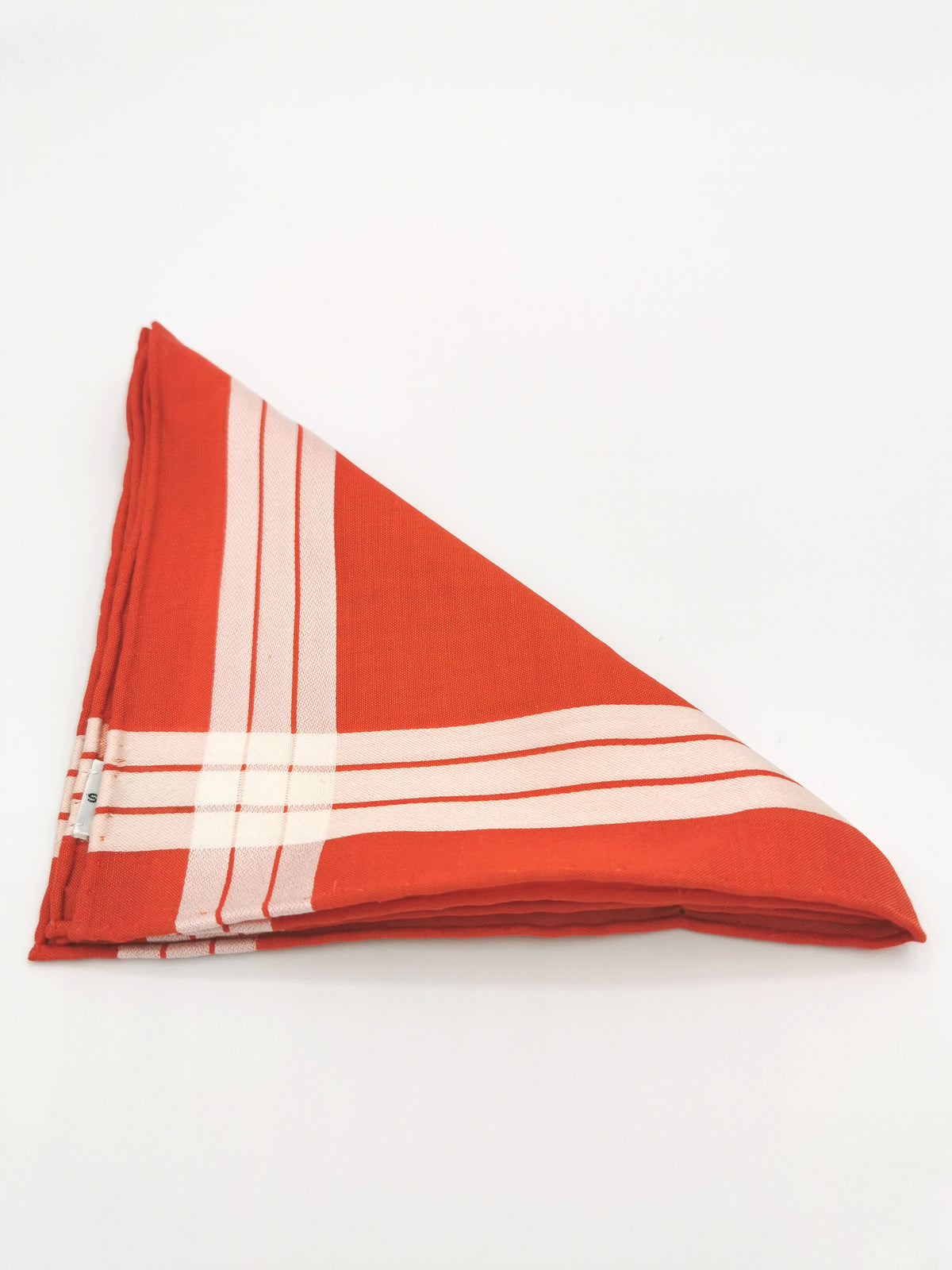 Simonnot-Godard orange pocket square with white satin on the edges