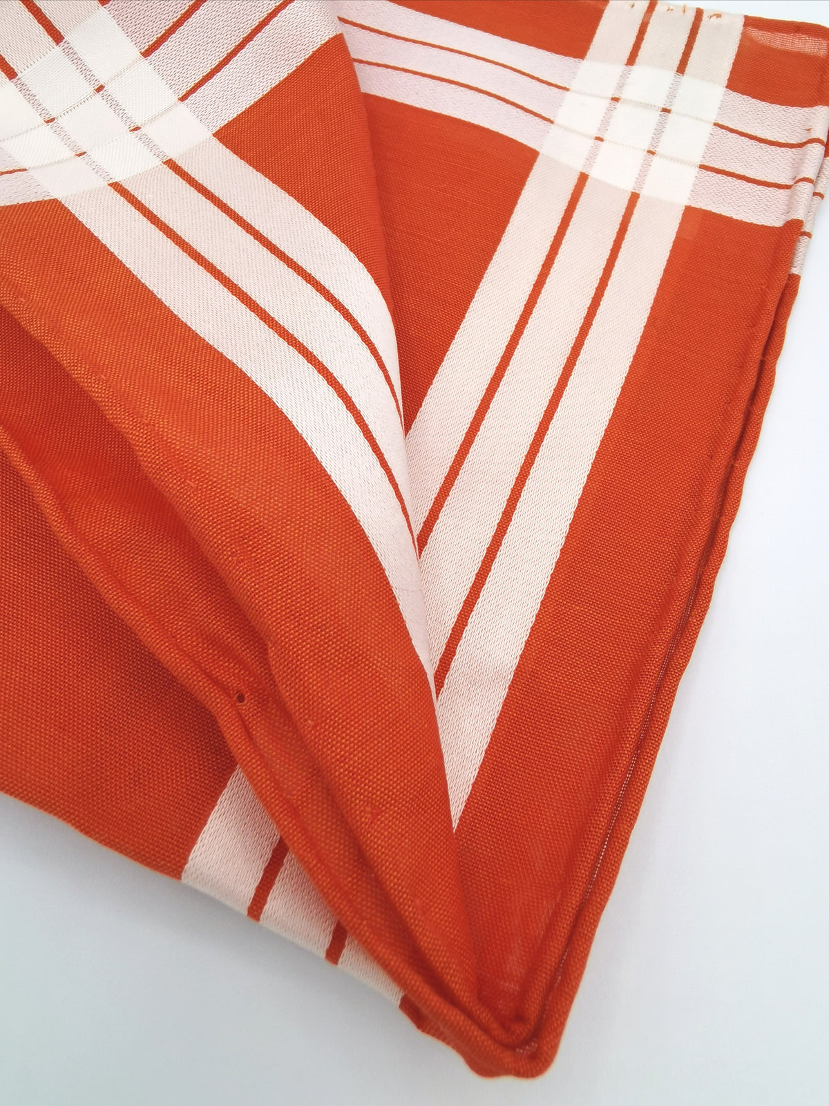 Simonnot-Godard orange pocket square with white satin on the edges