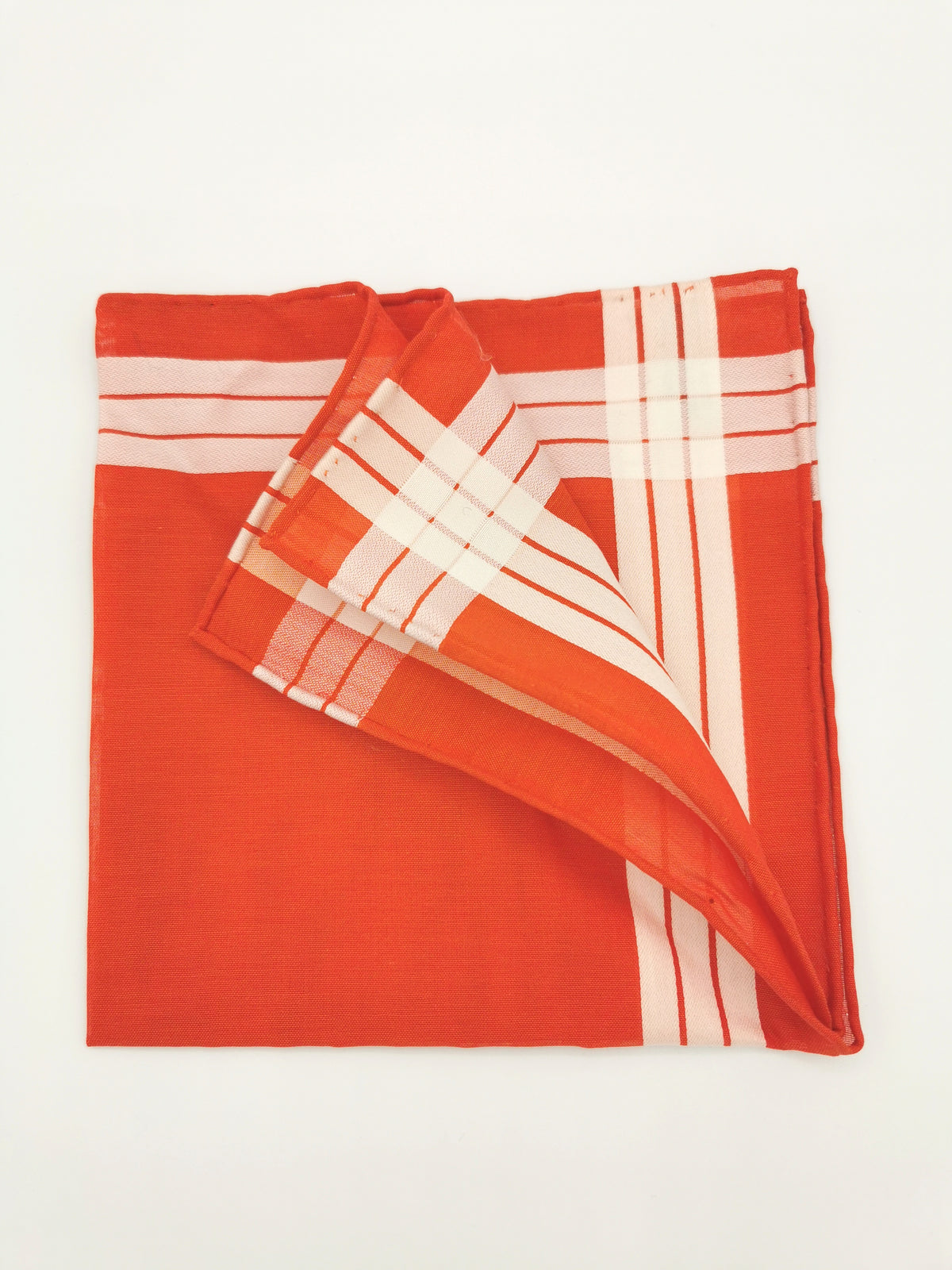 Simonnot-Godard orange pocket square with white satin on the edges