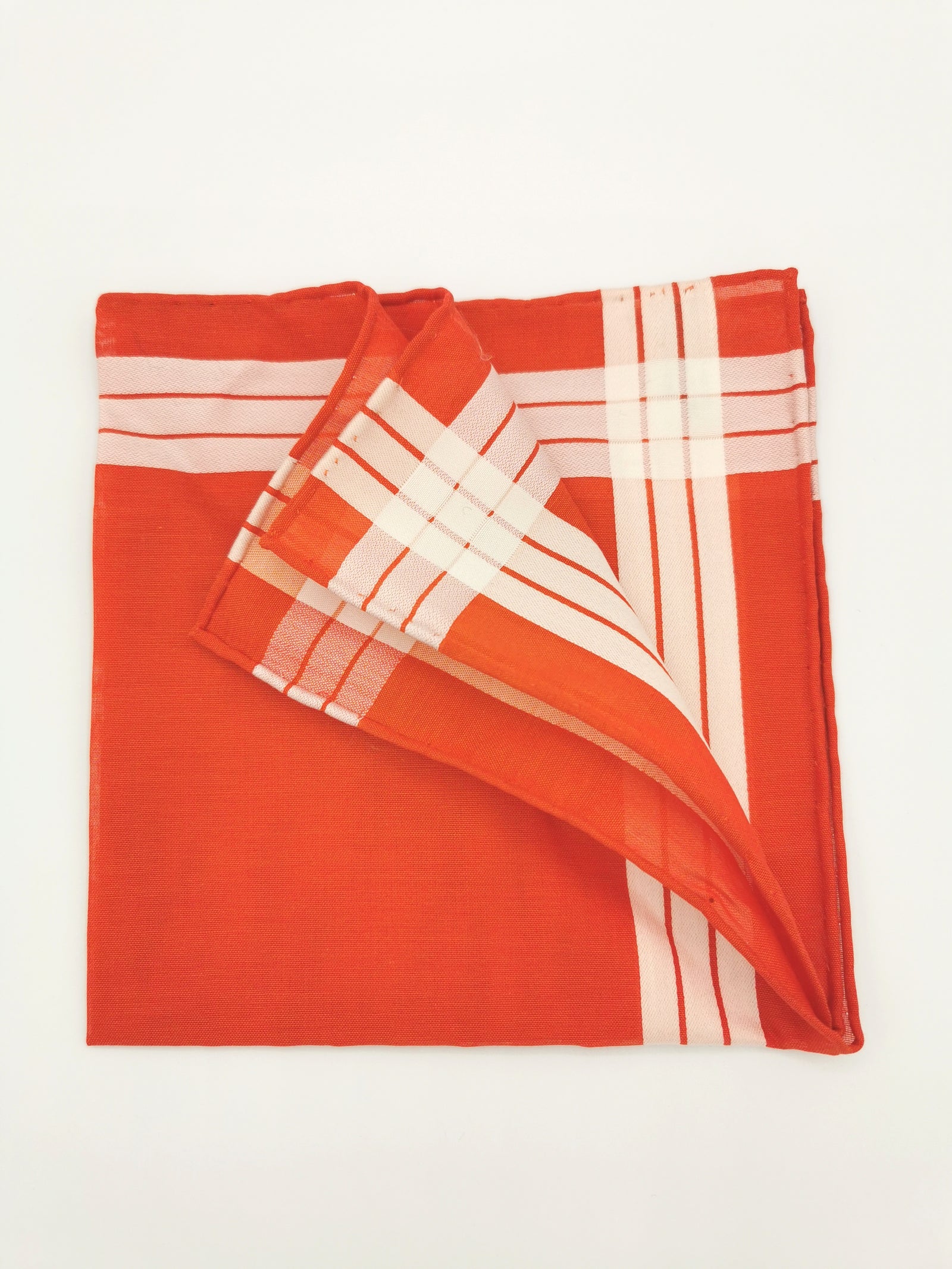 Simonnot-Godard orange pocket square with white satin on the edges