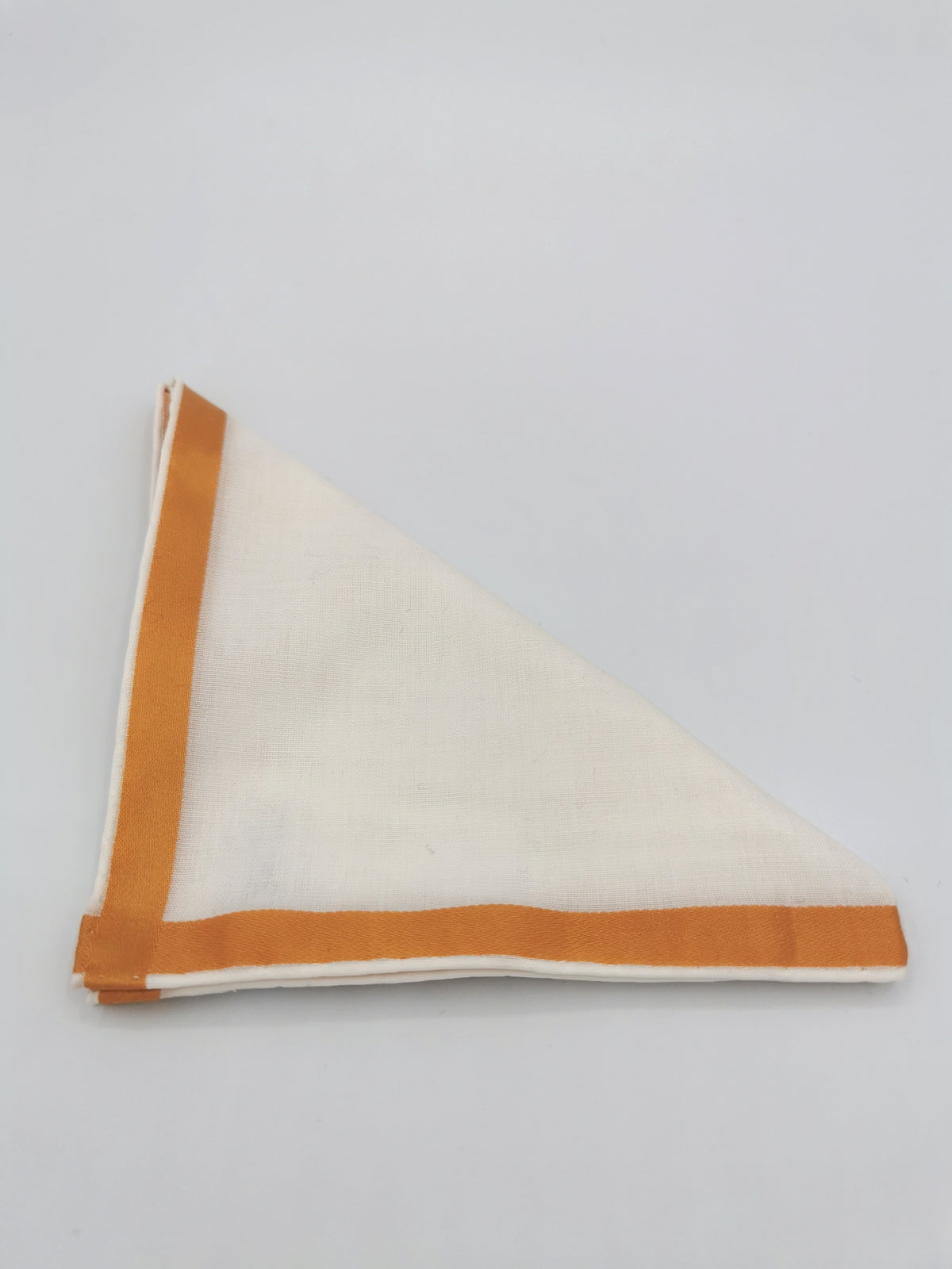 Simonnot-Godard white pocket square with orange satin border