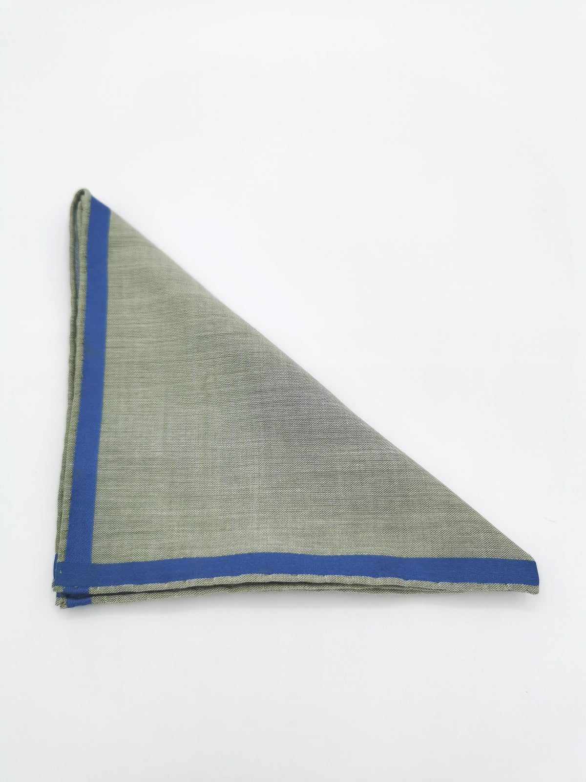 Simonnot-Godard green pocket square with blue satin border