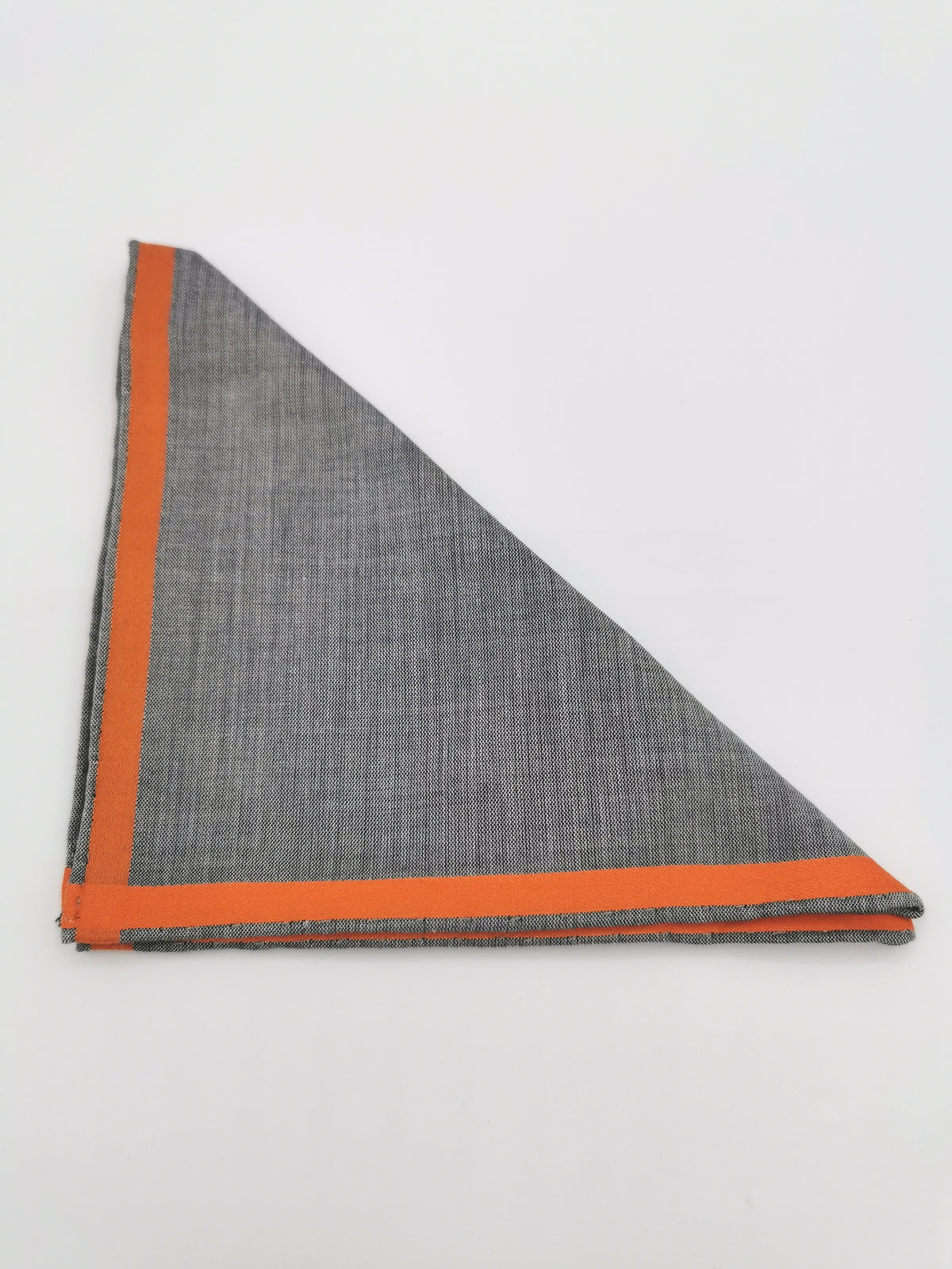Simonnot-Godard gray pocket square with orange satin border