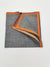 Pochette Simonnot-Godard grise avec bordure en satin orange