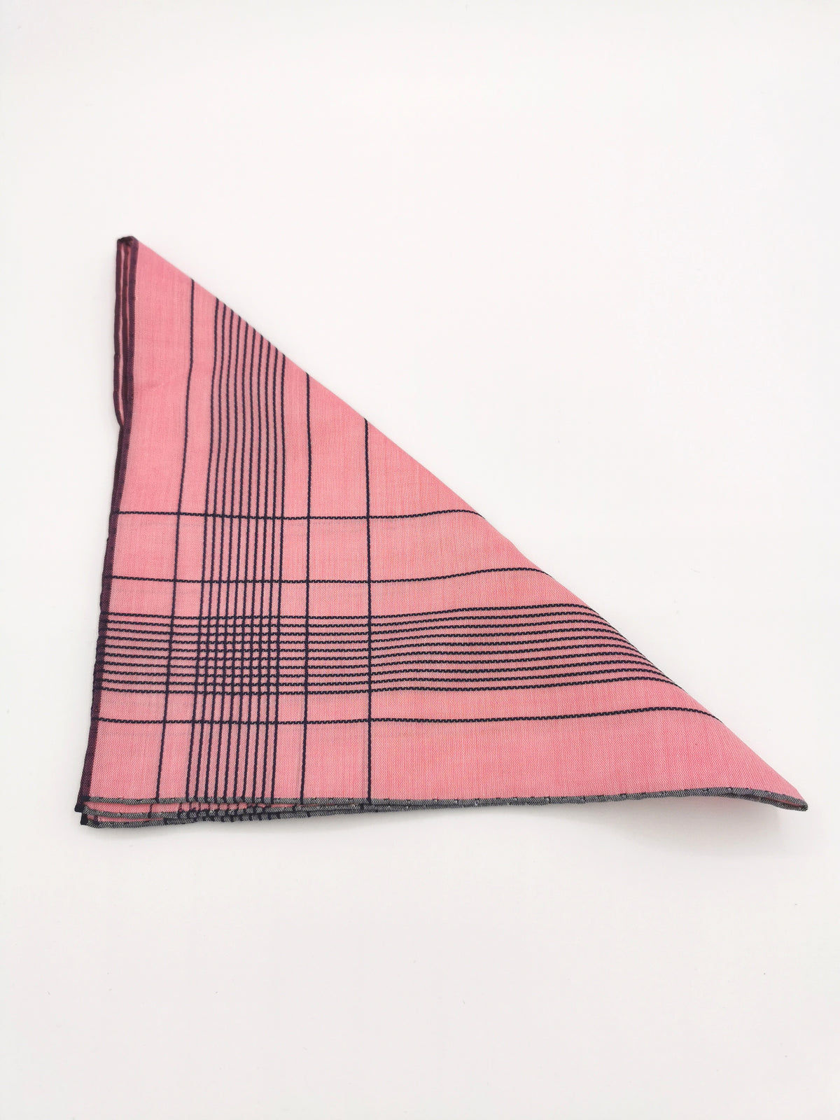 Simonnot-Godard pink pocket square with navy blue grid