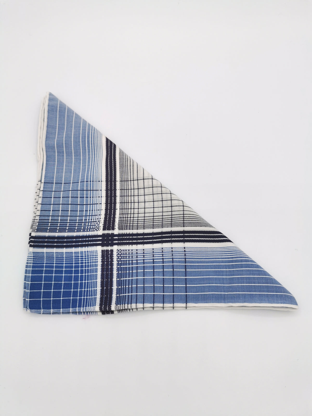 Simonnot-Godard white pocket square with several blue stripes