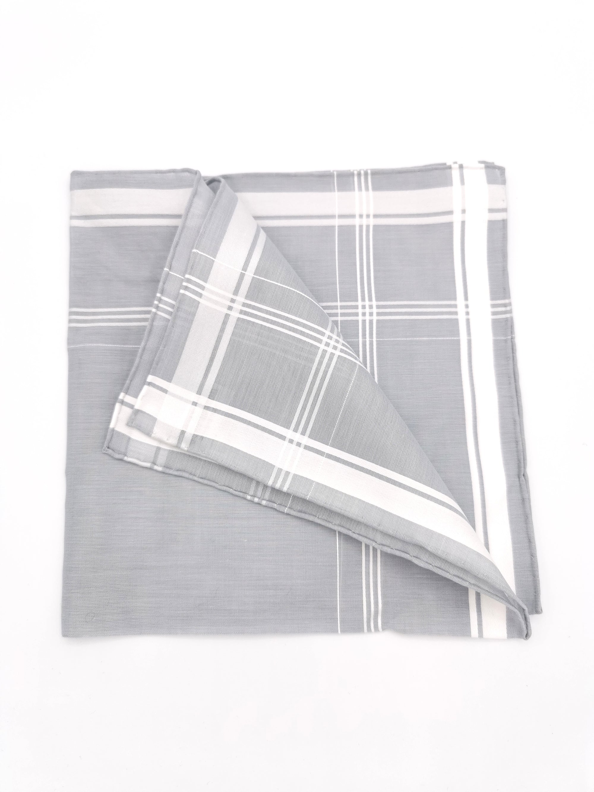 Simonnot-Godard silver pocket square with white satin grid