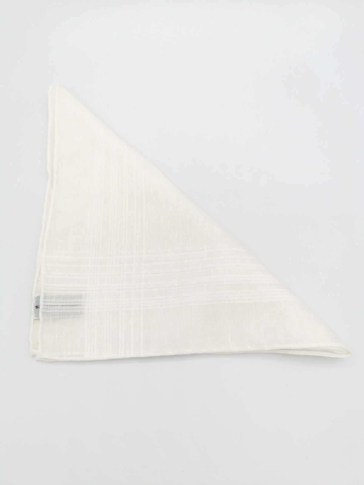 Simonnot-Godard white pocket square with white woven grid on the edges