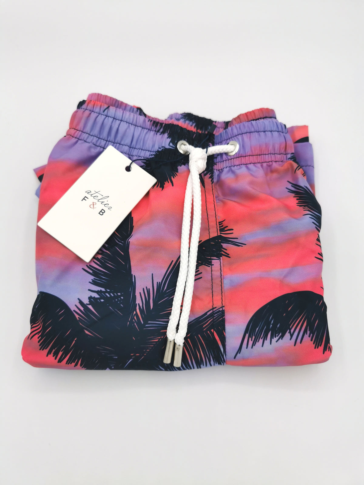 ATELIER F&amp;amp;B SWIMMING SHORTS WITH PALM TREE PATTERN