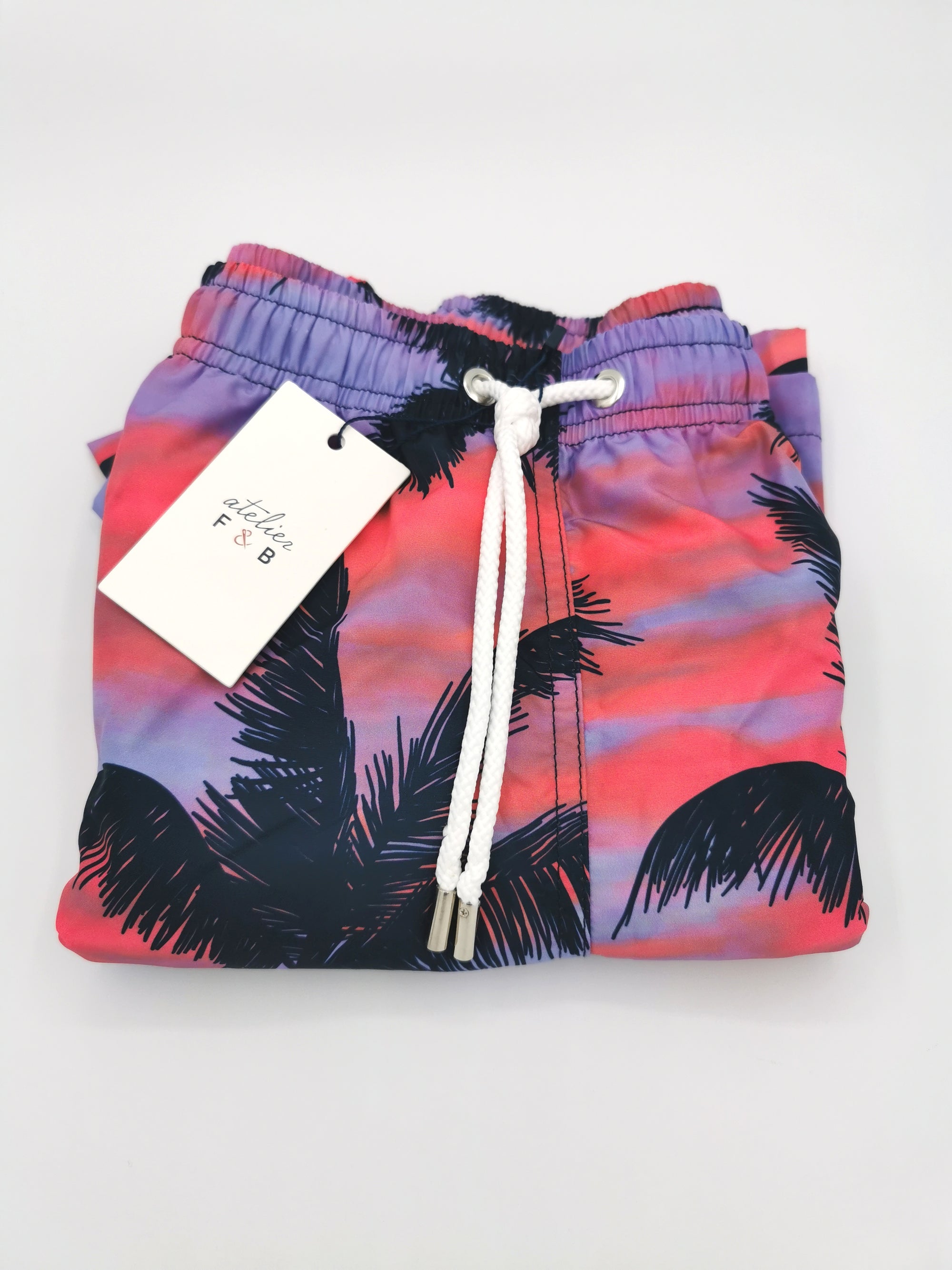 ATELIER F&amp;B SWIMMING SHORTS WITH PALM TREE PATTERN