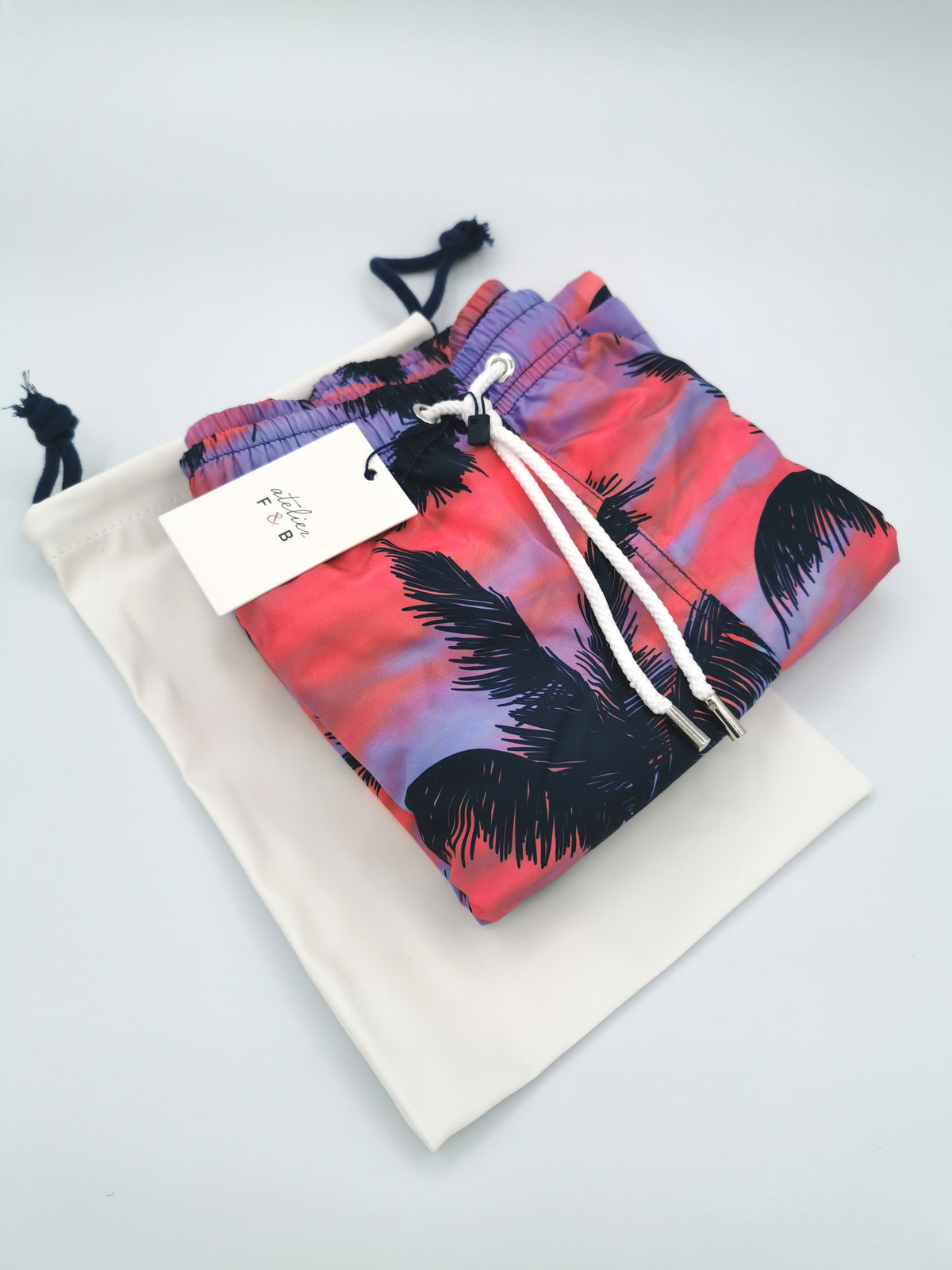 ATELIER F&amp;amp;B SWIMMING SHORTS WITH PALM TREE PATTERN