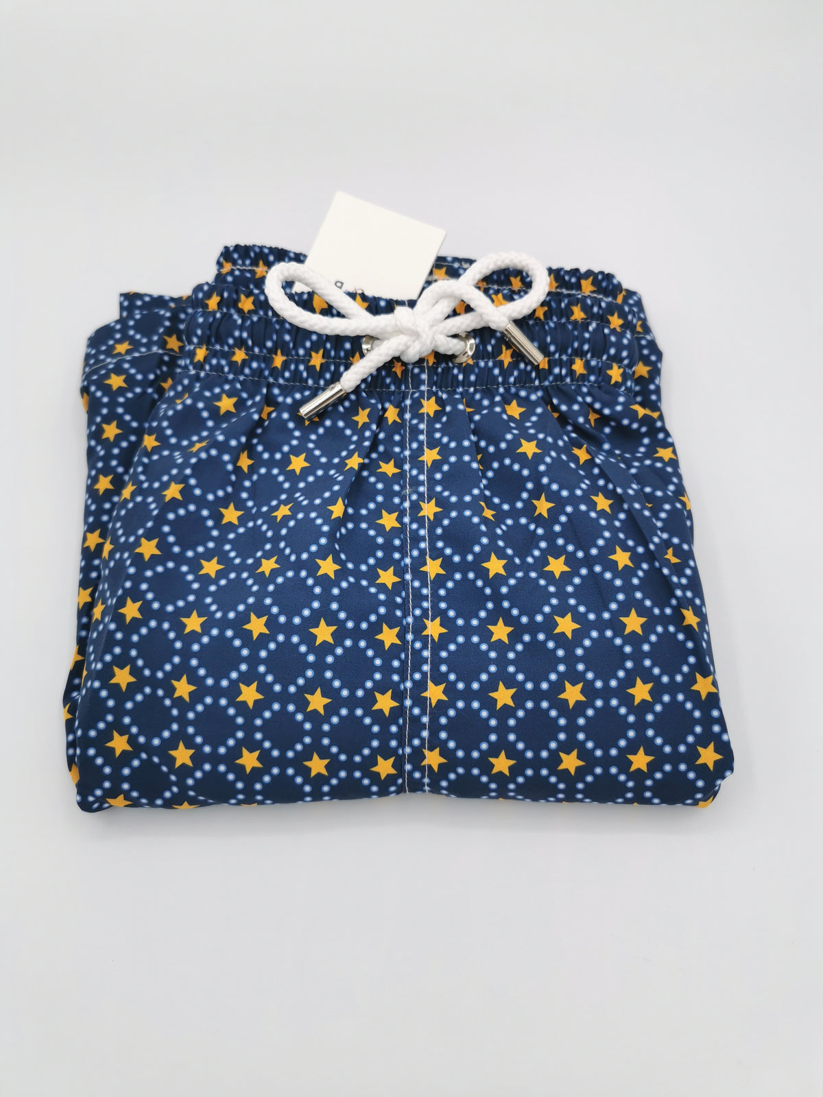 ATELIER F&amp;amp;B SILK SWIMMING SHORTS WITH SMALL YELLOW STARS