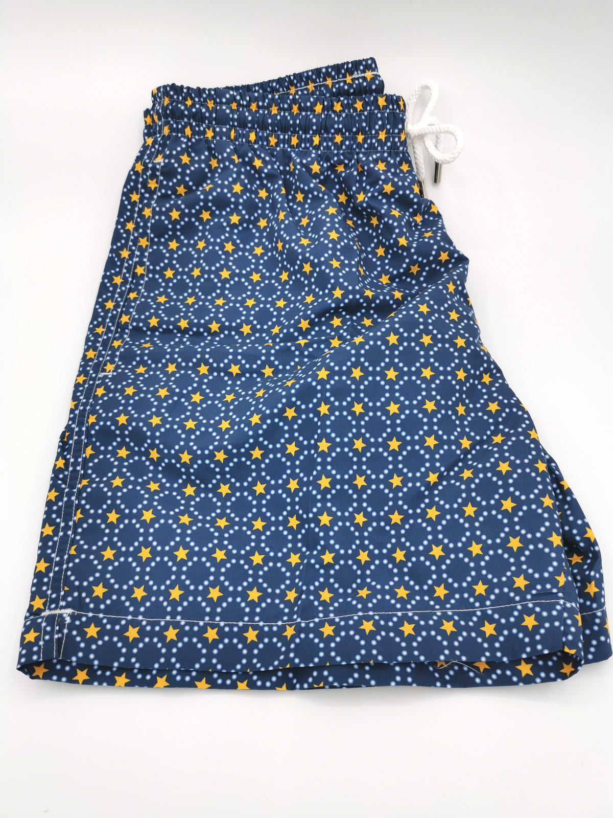 ATELIER F&amp;amp;B SILK SWIMMING SHORTS WITH SMALL YELLOW STARS