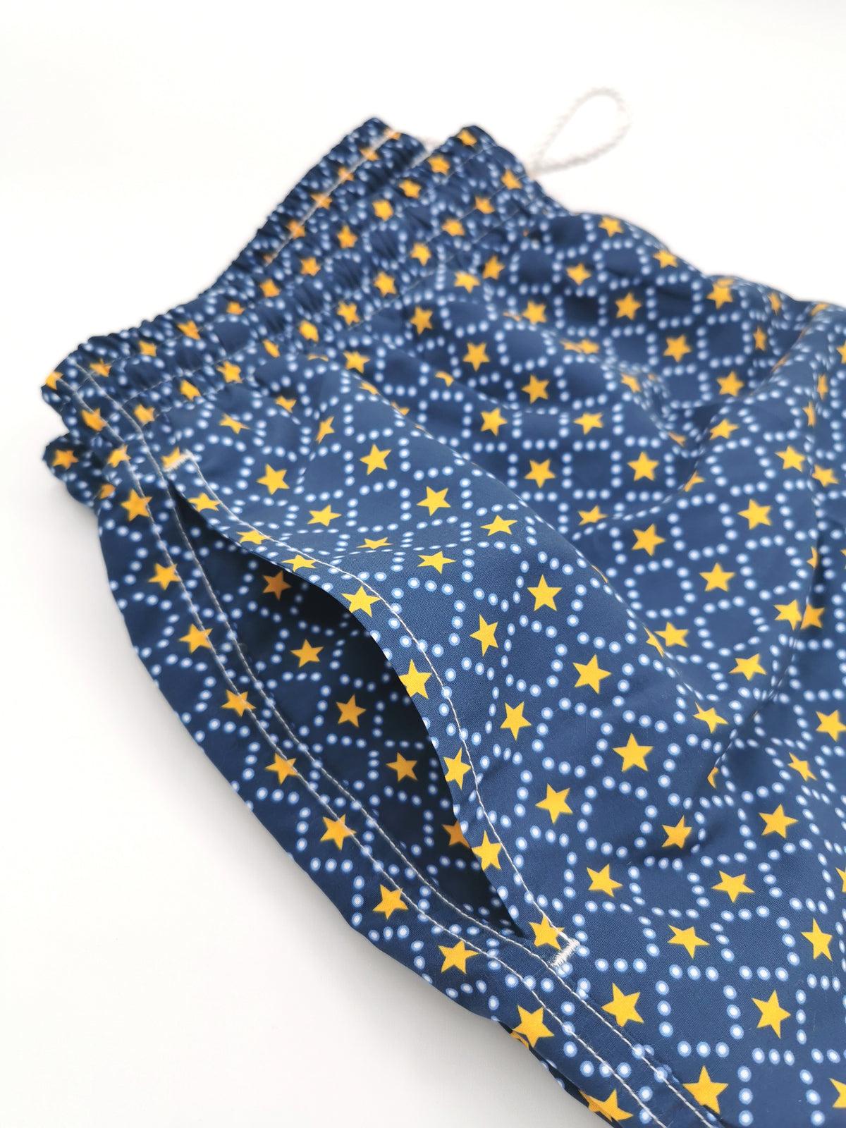 ATELIER F&amp;amp;B SILK SWIMMING SHORTS WITH SMALL YELLOW STARS