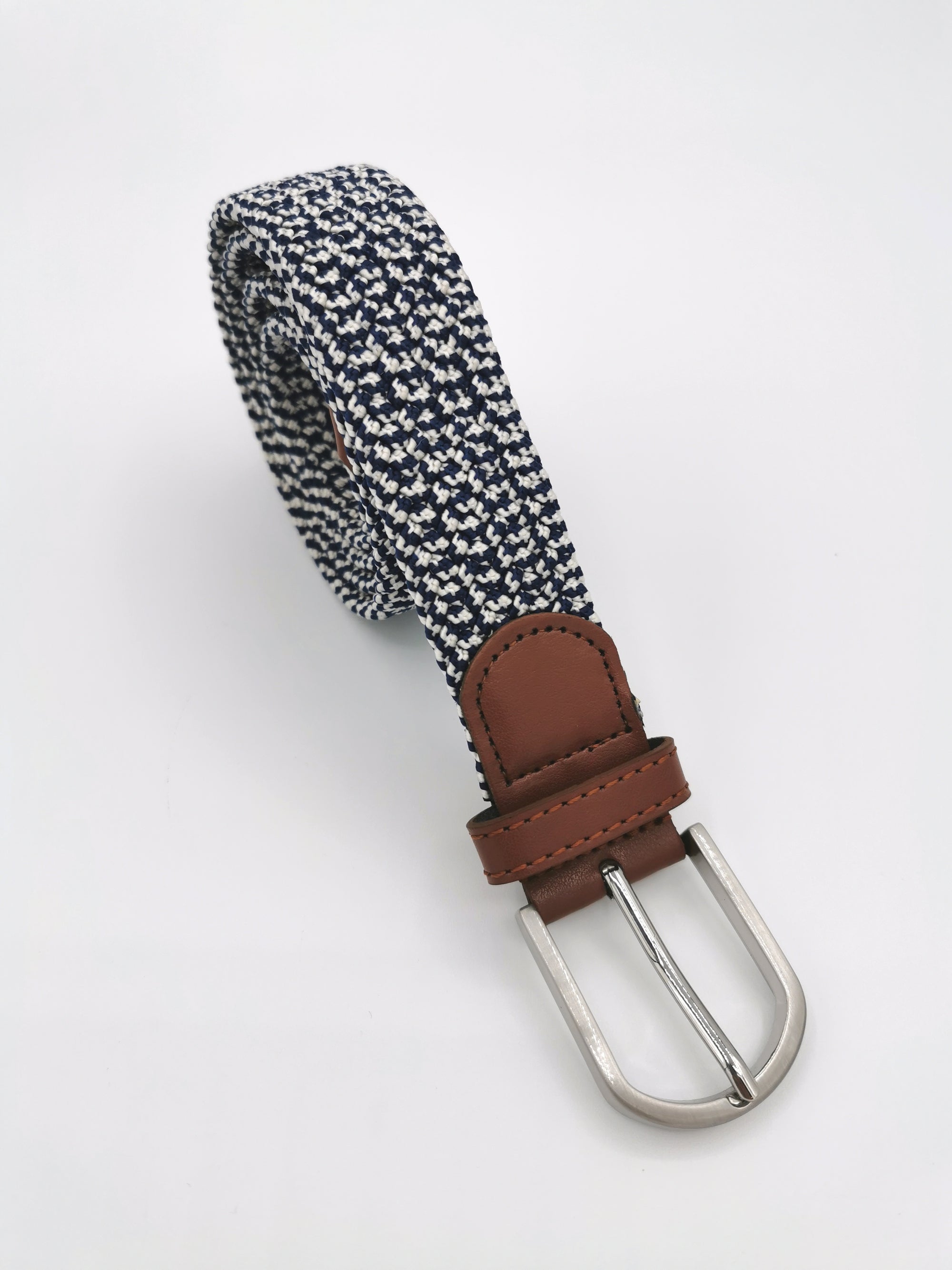BLUE AND WHITE BRAIDED BELT