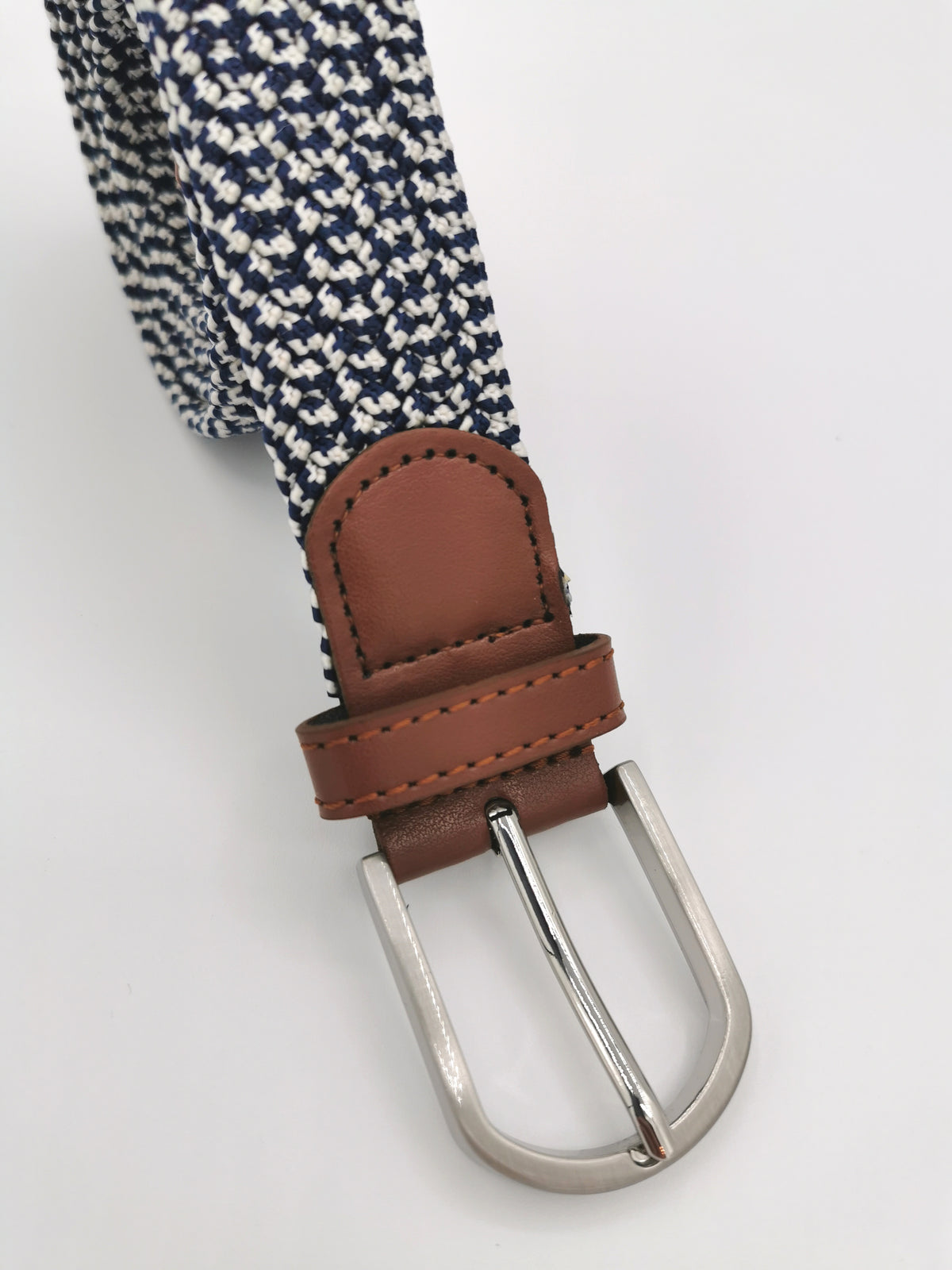 BLUE AND WHITE BRAIDED BELT