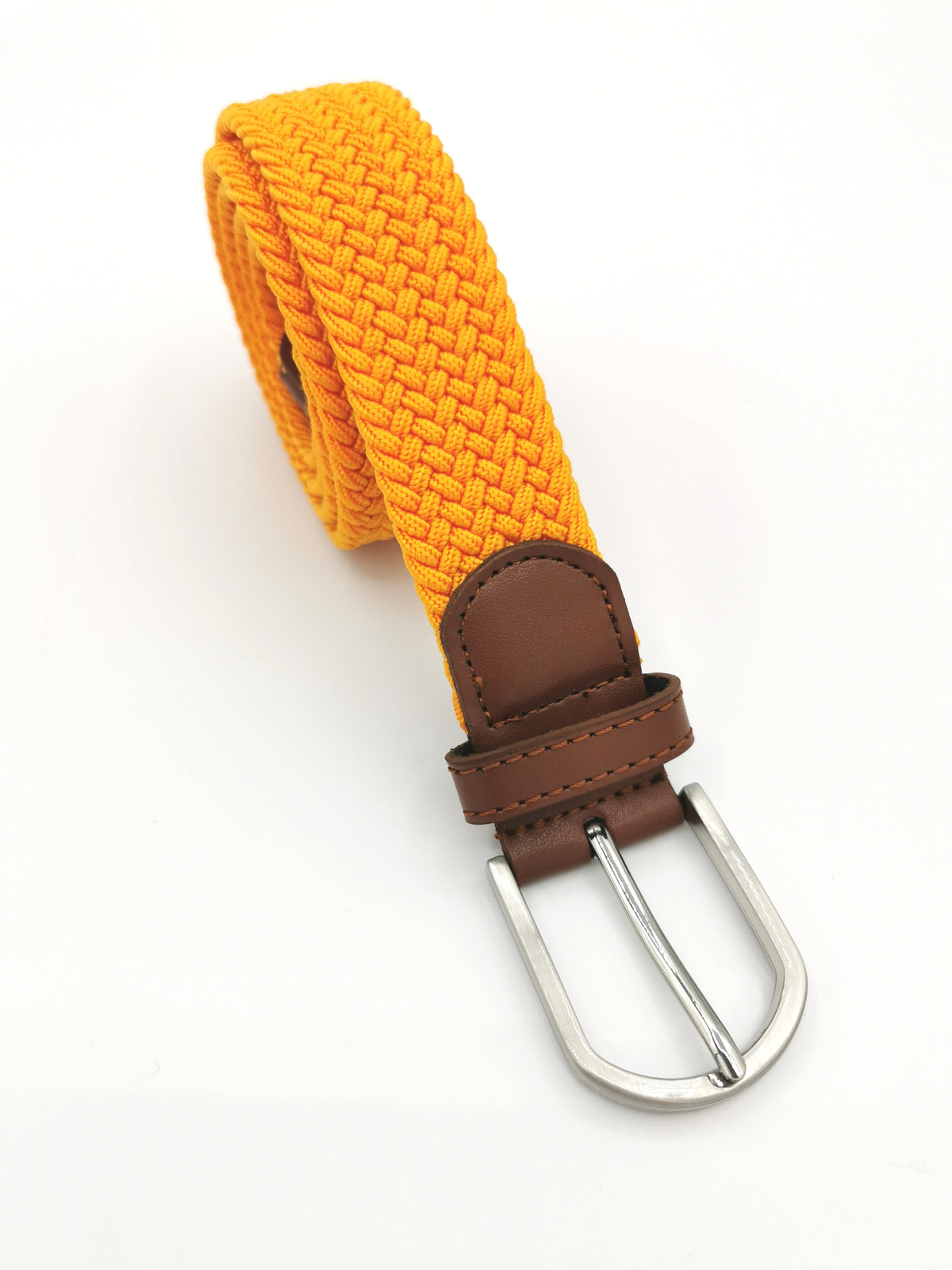 Ceinture tressée unie cuir cognac