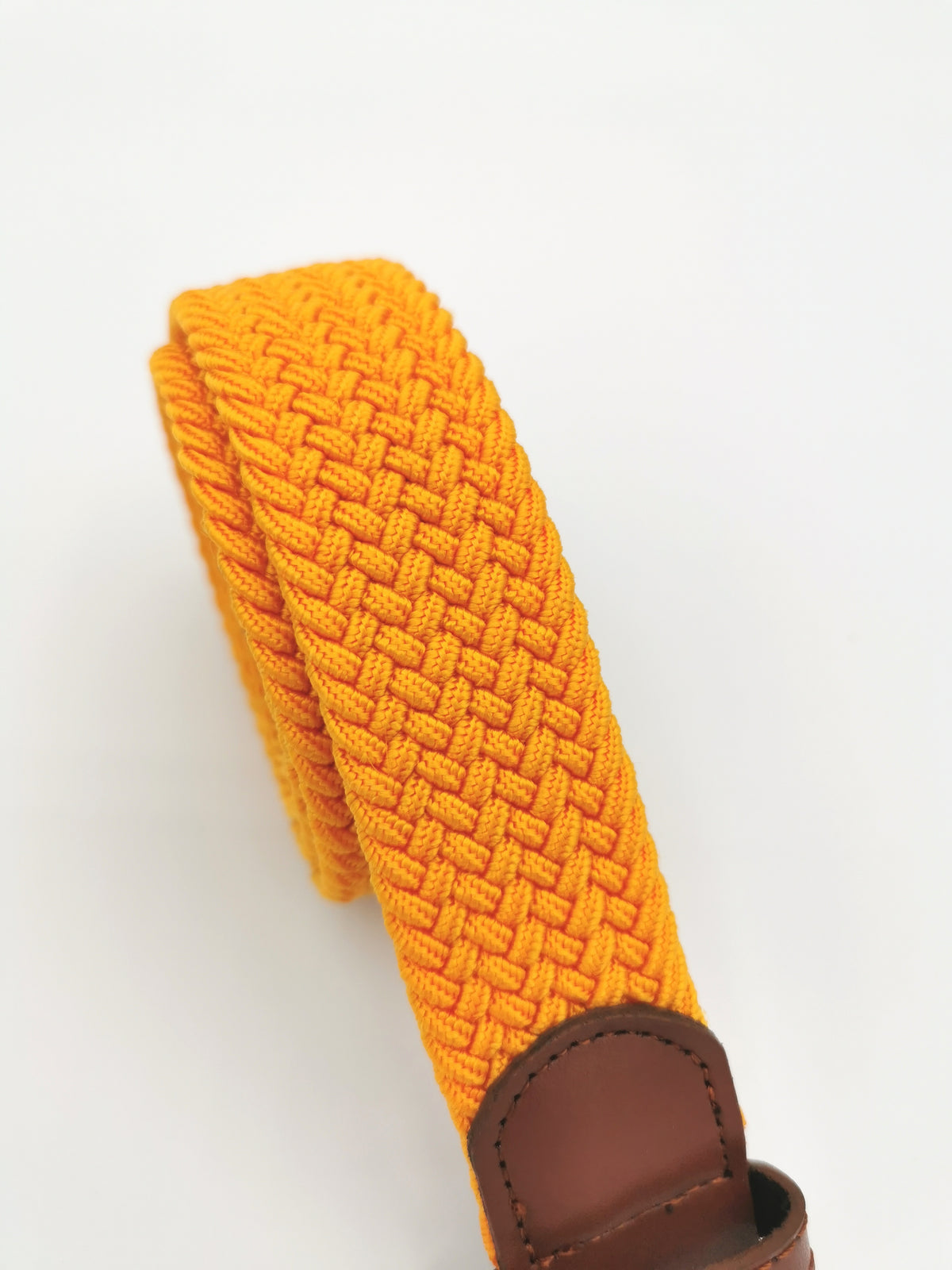 Ceinture tressée unie cuir cognac