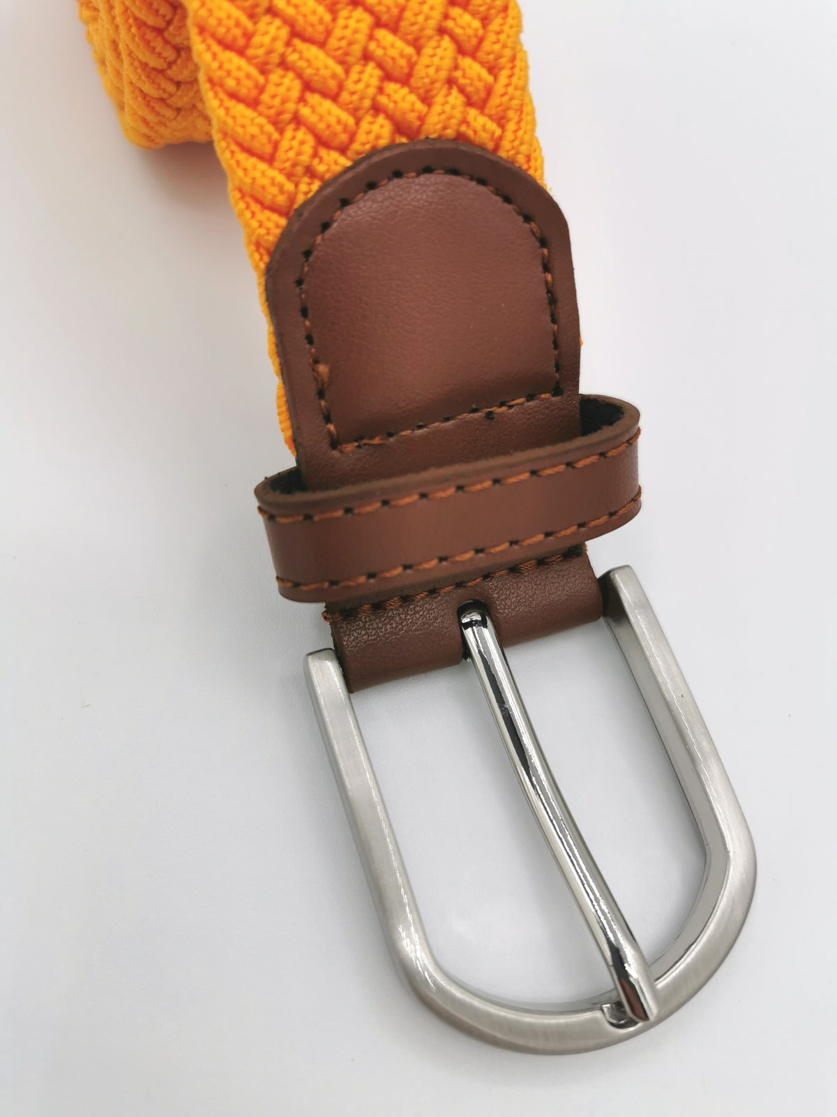 Ceinture tressée unie cuir cognac