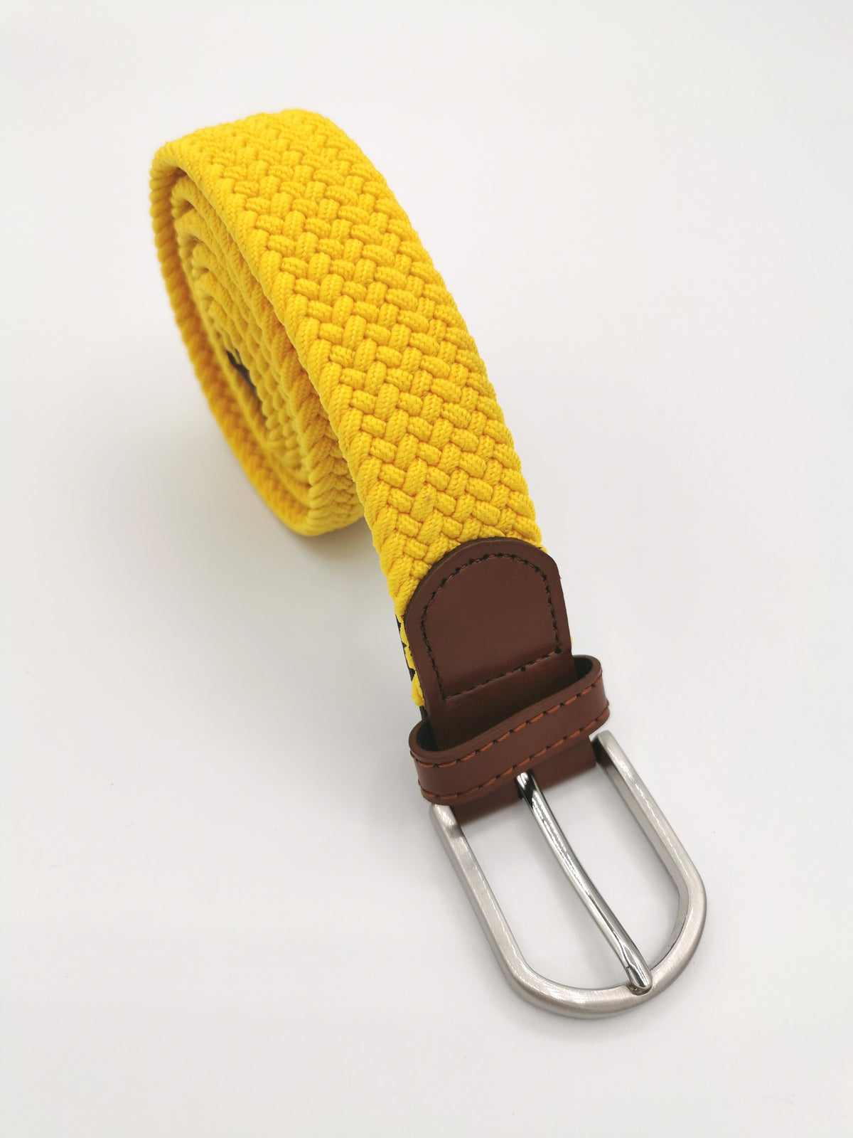 Ceinture tressée unie cuir cognac